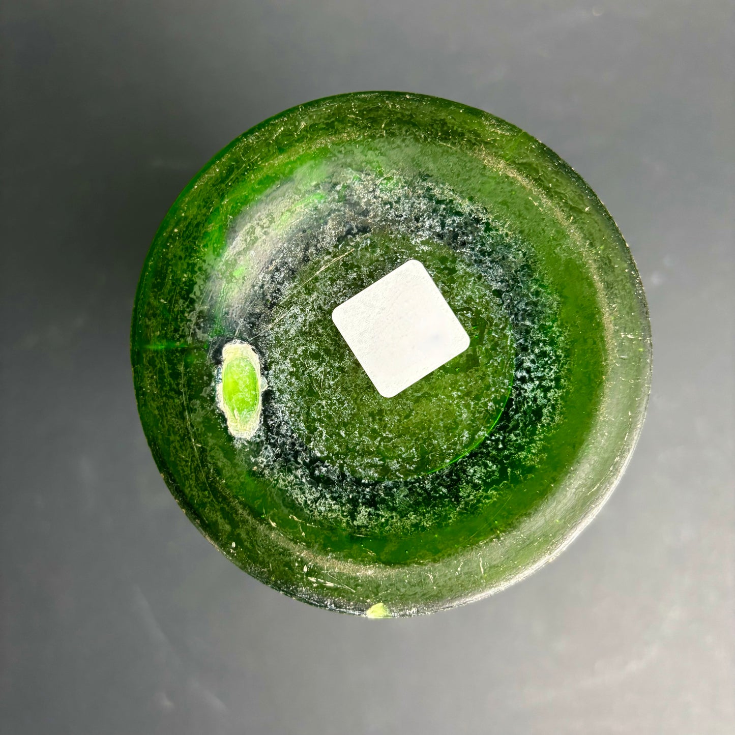 Vintage Green Carnival Glass Trumpet Vase – Iridescent (As Found)