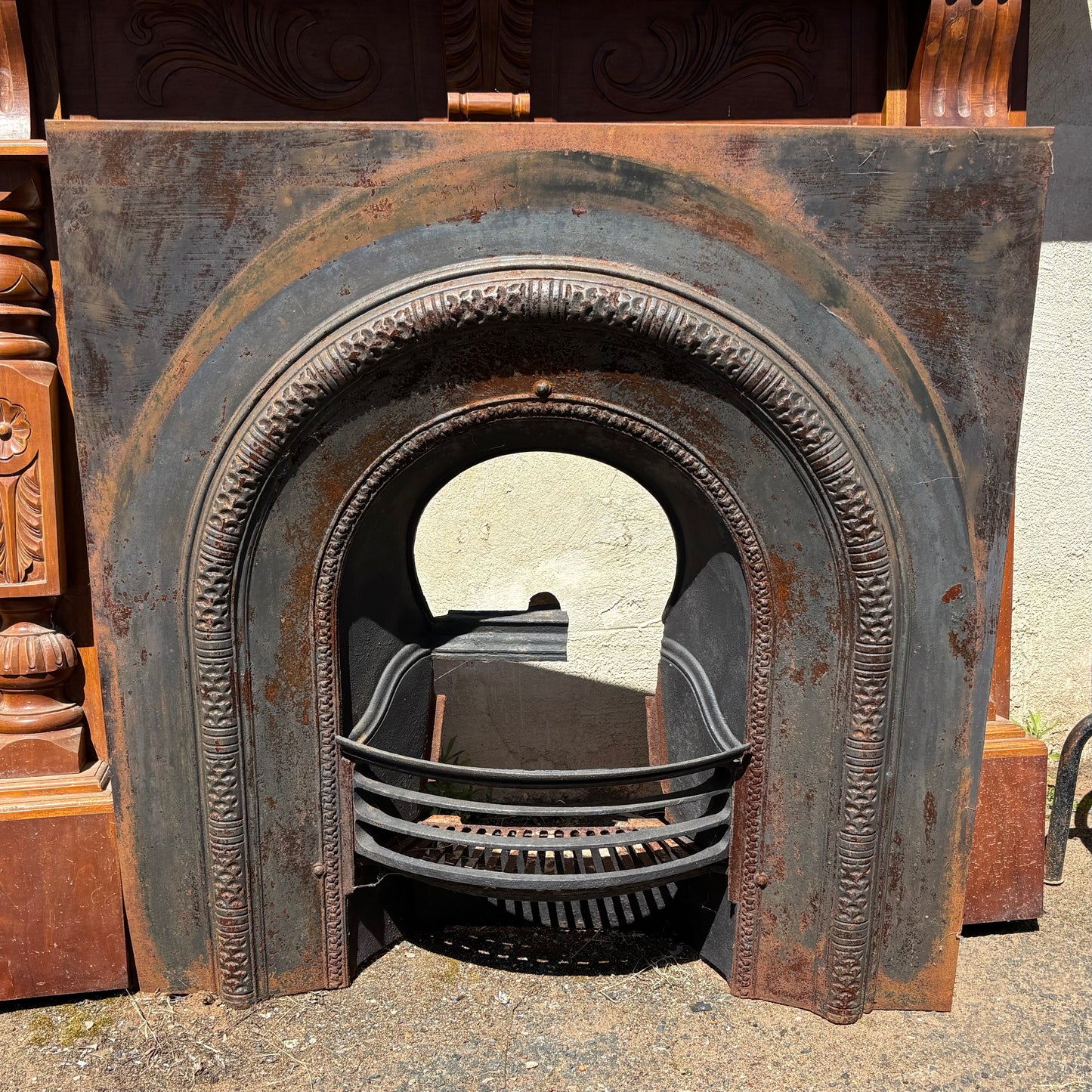 Antique Victorian Cast Iron Fireplace Insert – Original Finish & Grate