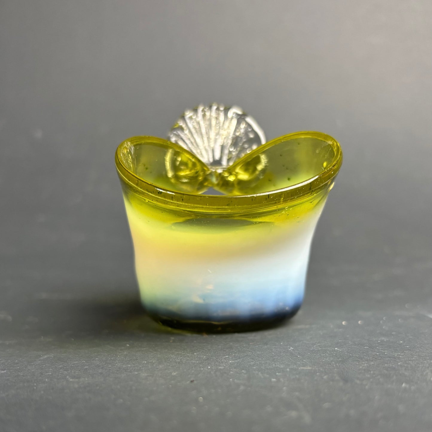 Vintage Vaseline Glass Basket – Cased Art Glass – Applied Handle