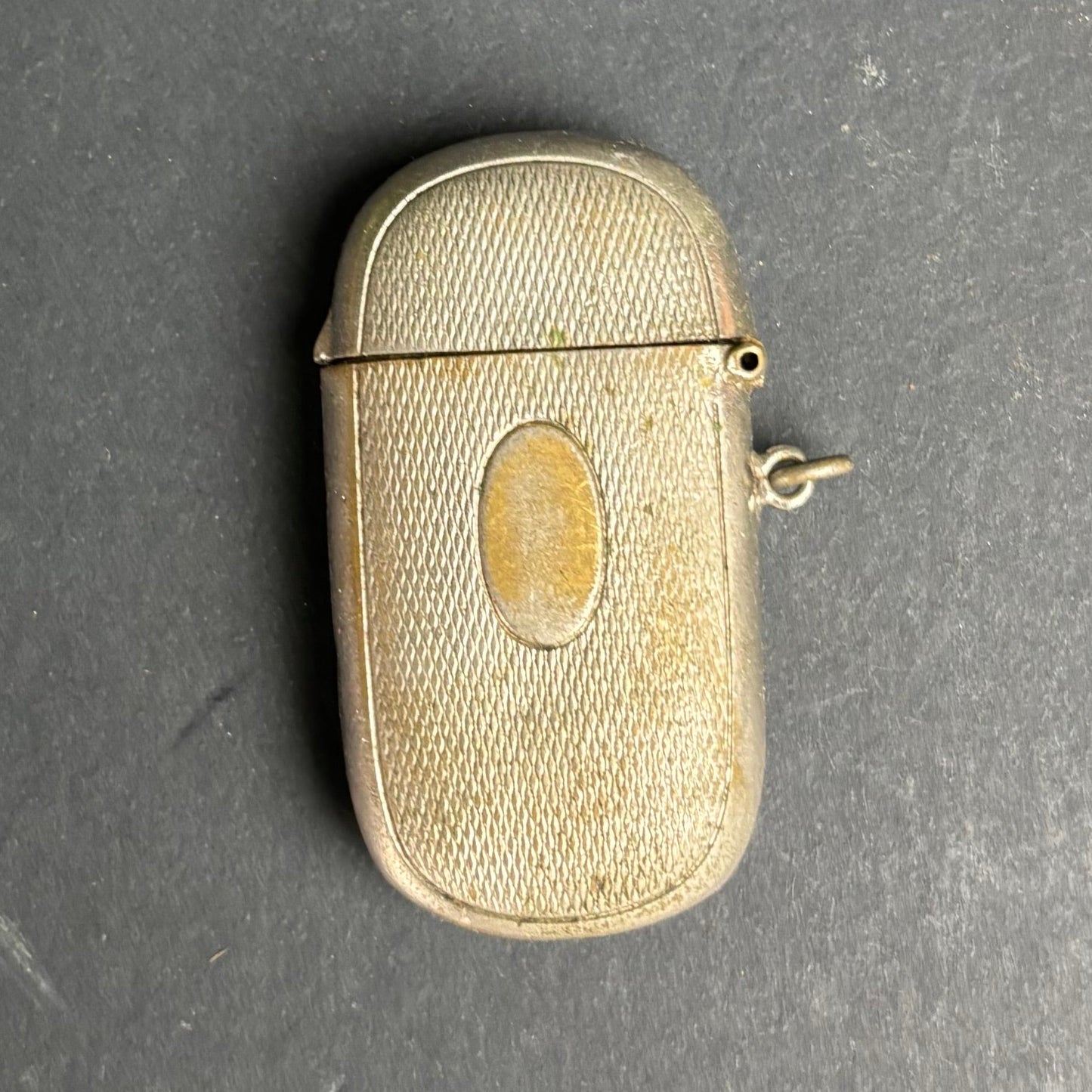 Antique Vesta Case – Engine Turned Metal Match Safe / Pocket Match Holder