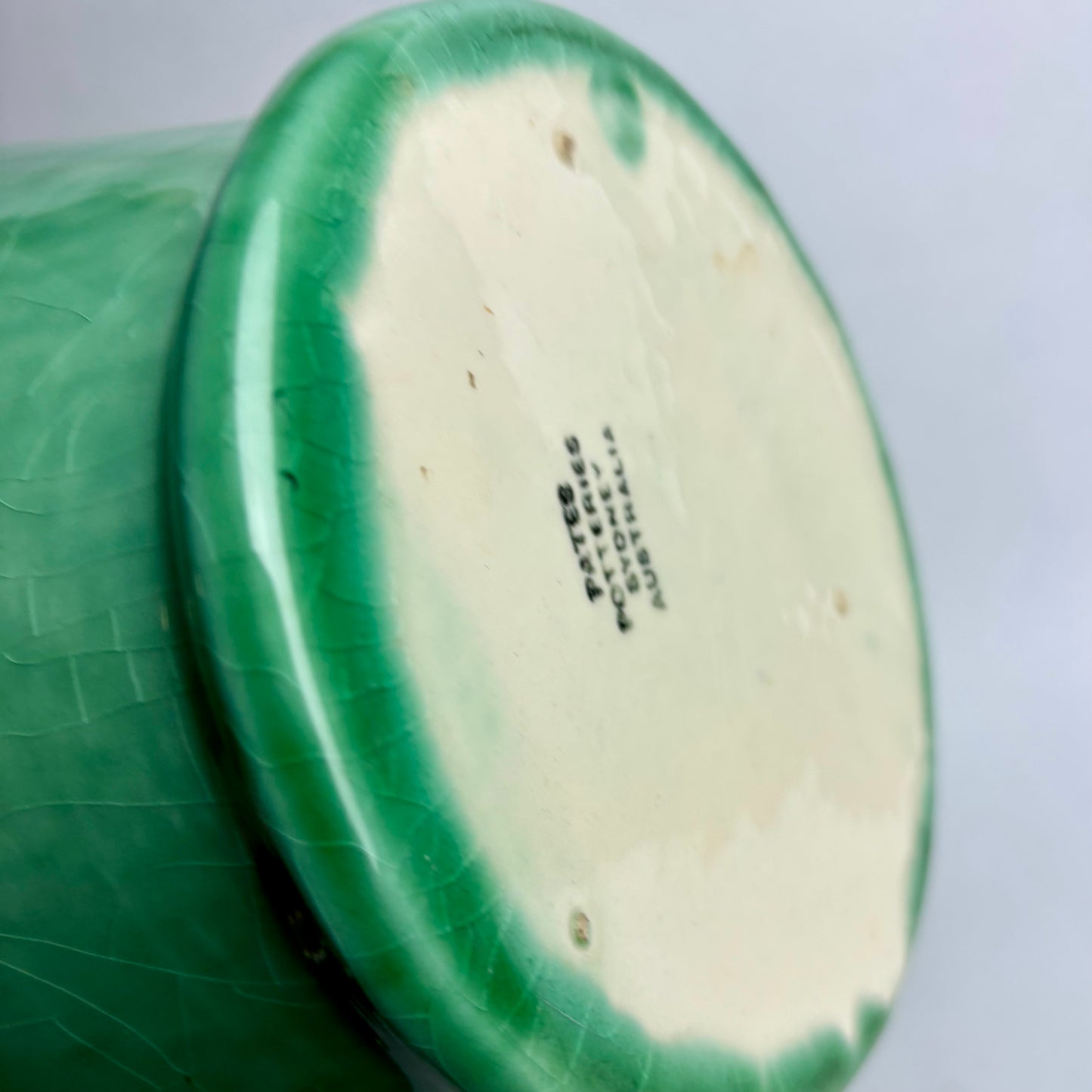 Large Pates Pottery Pink & Green Vase