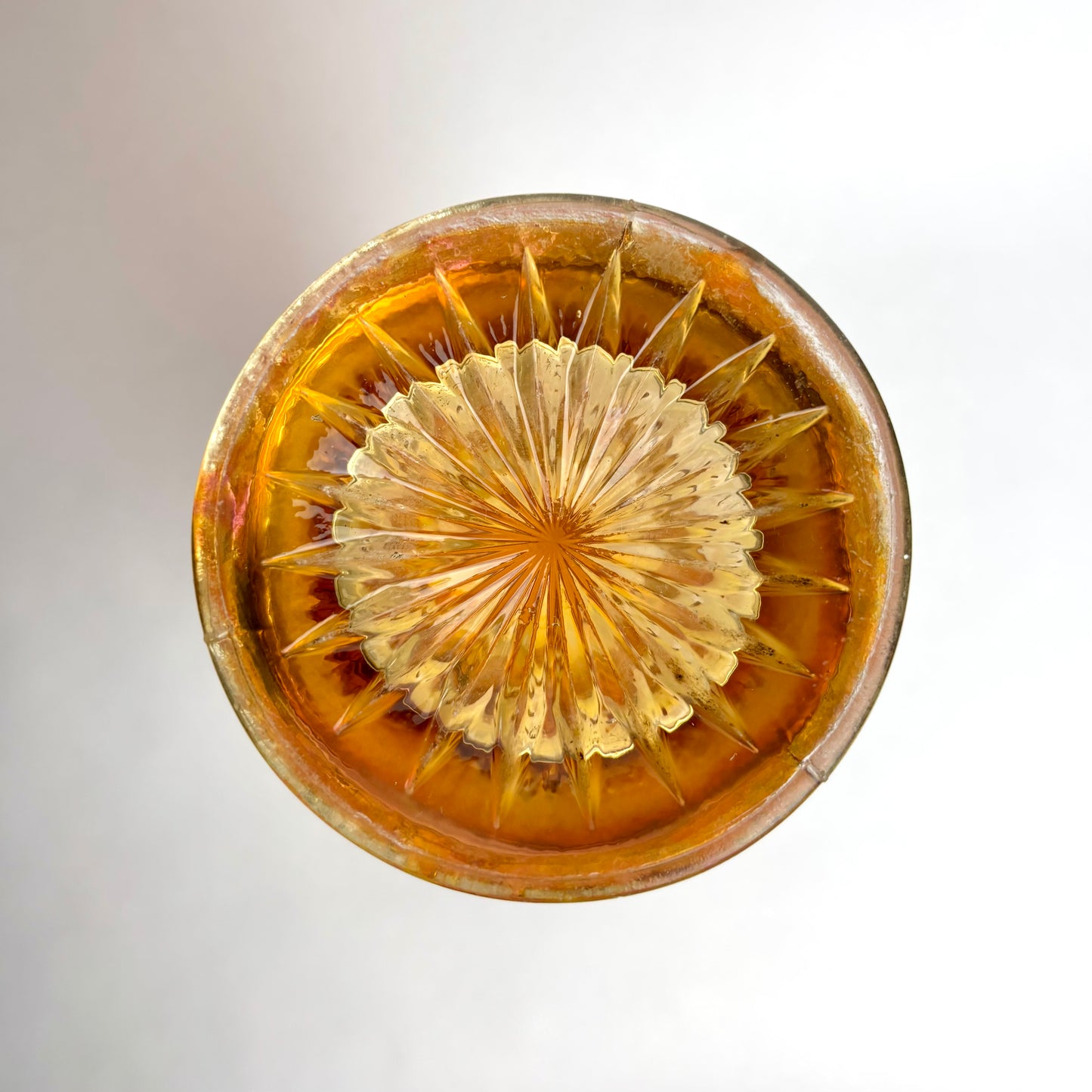 Antique Imperial Marigold Beaded Bullseye Carnival Glass Odd Top Vase