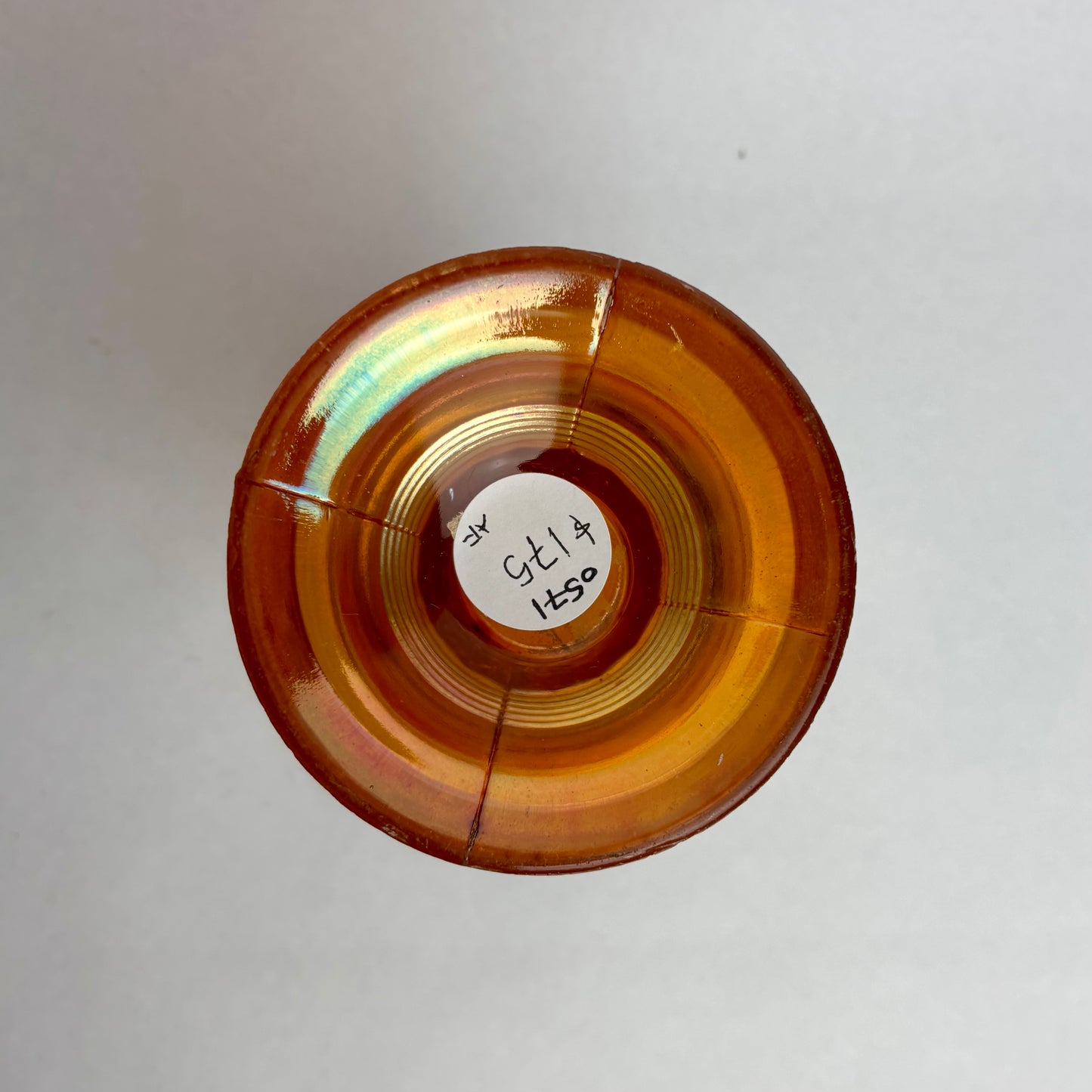 Dugan Diamond Antique Summer Days Marigold Carnival Glass Vase