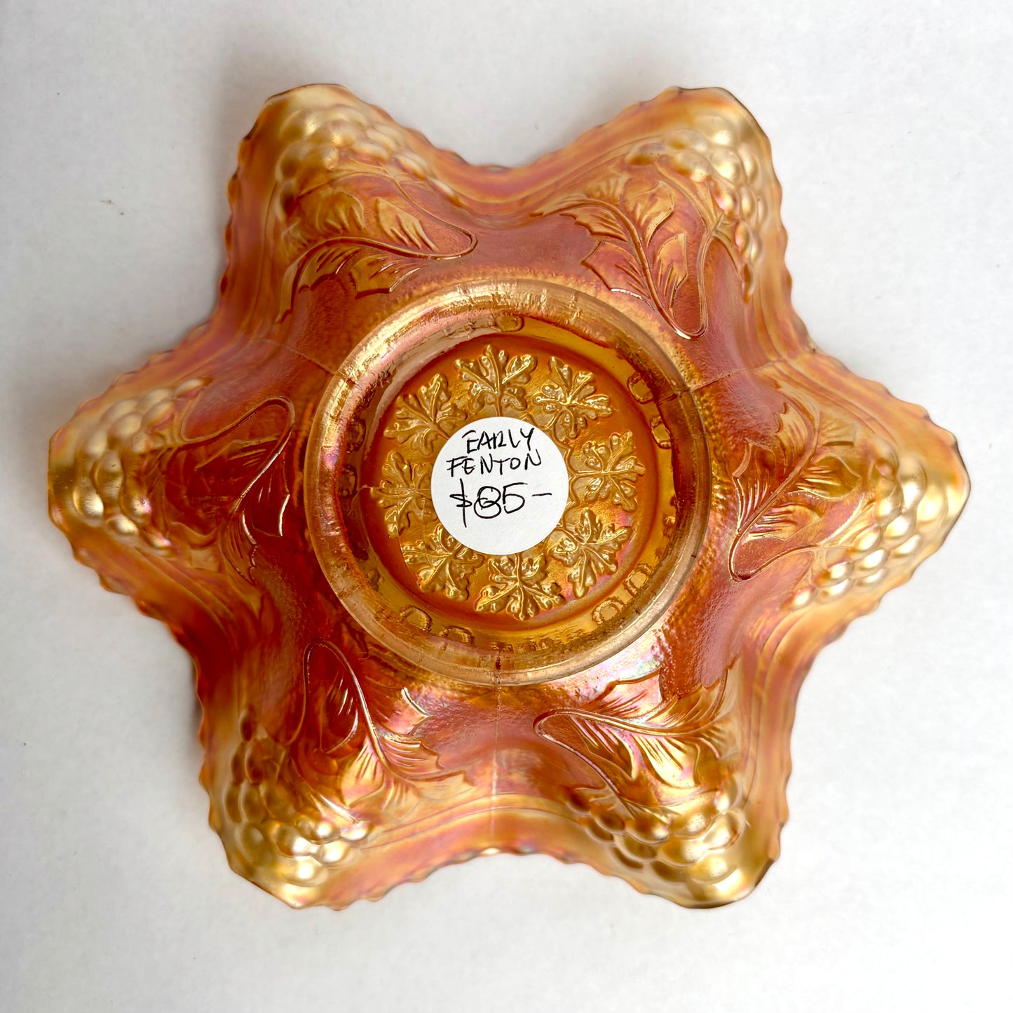 Fenton Marigold Carnival Glass Cherry Chain Bowl