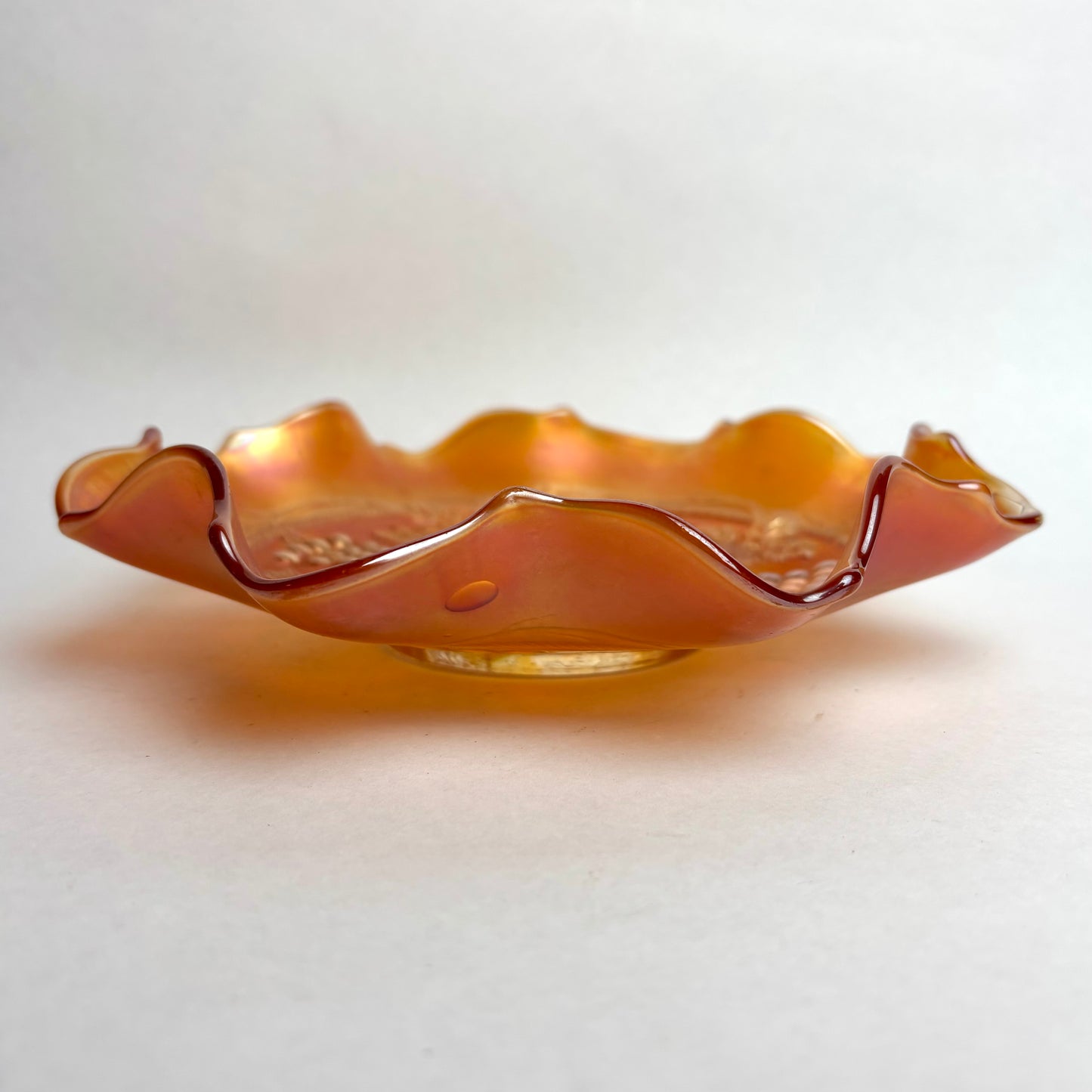 Fenton Marigold Carnival Glass Grape and Cable Bowl