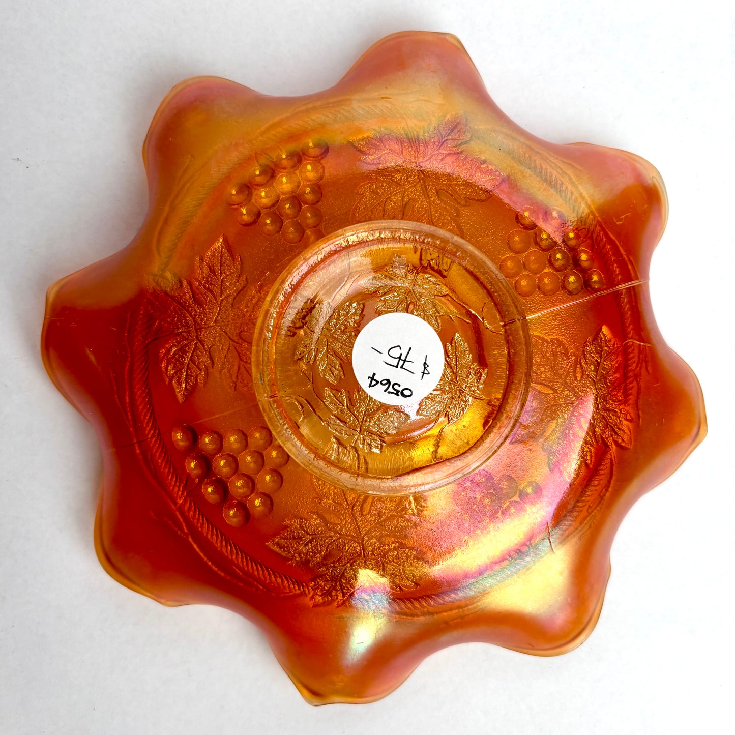 Fenton Marigold Carnival Glass Grape and Cable Bowl