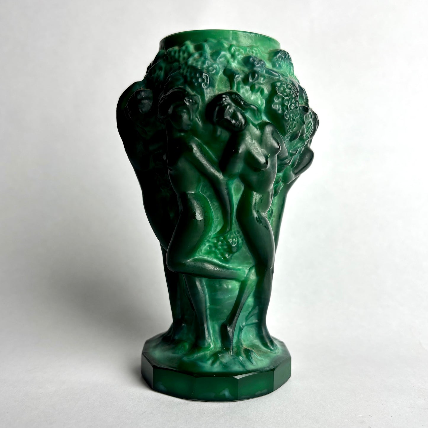 Art Deco H.Hoffmann Bacchantes malachite posy vase