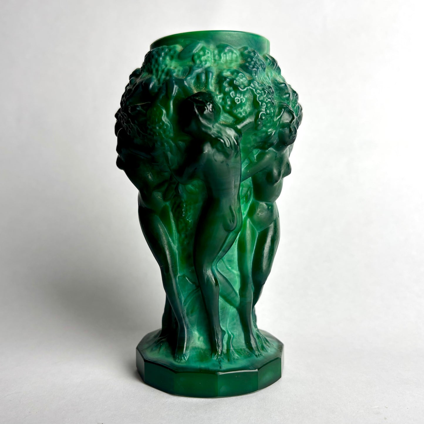 Art Deco H.Hoffmann Bacchantes malachite posy vase