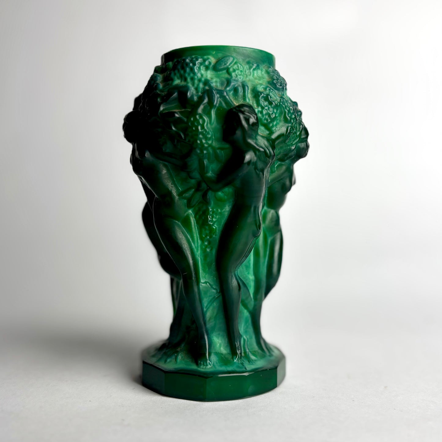 Art Deco H.Hoffmann Bacchantes malachite posy vase