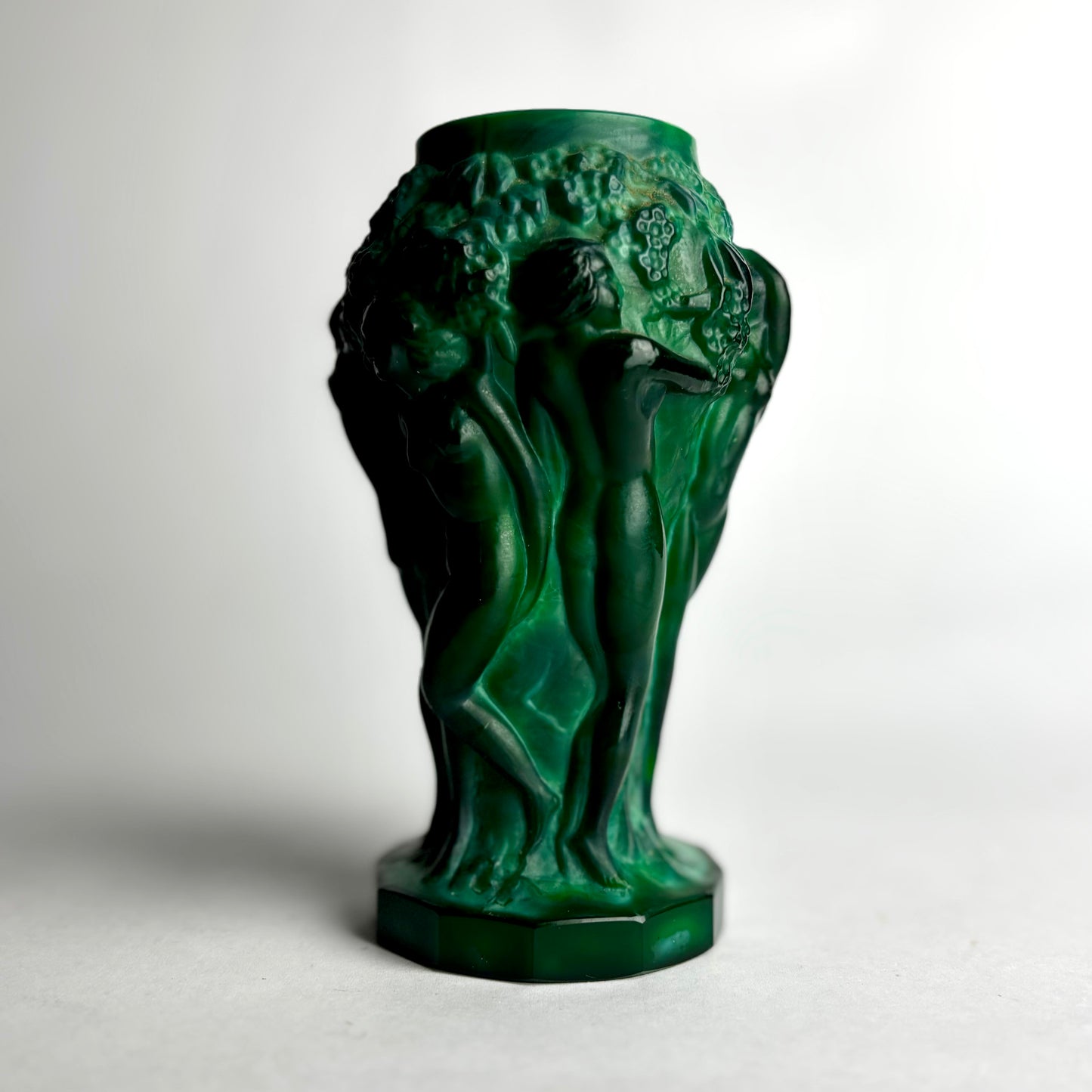 Art Deco H.Hoffmann Bacchantes malachite posy vase