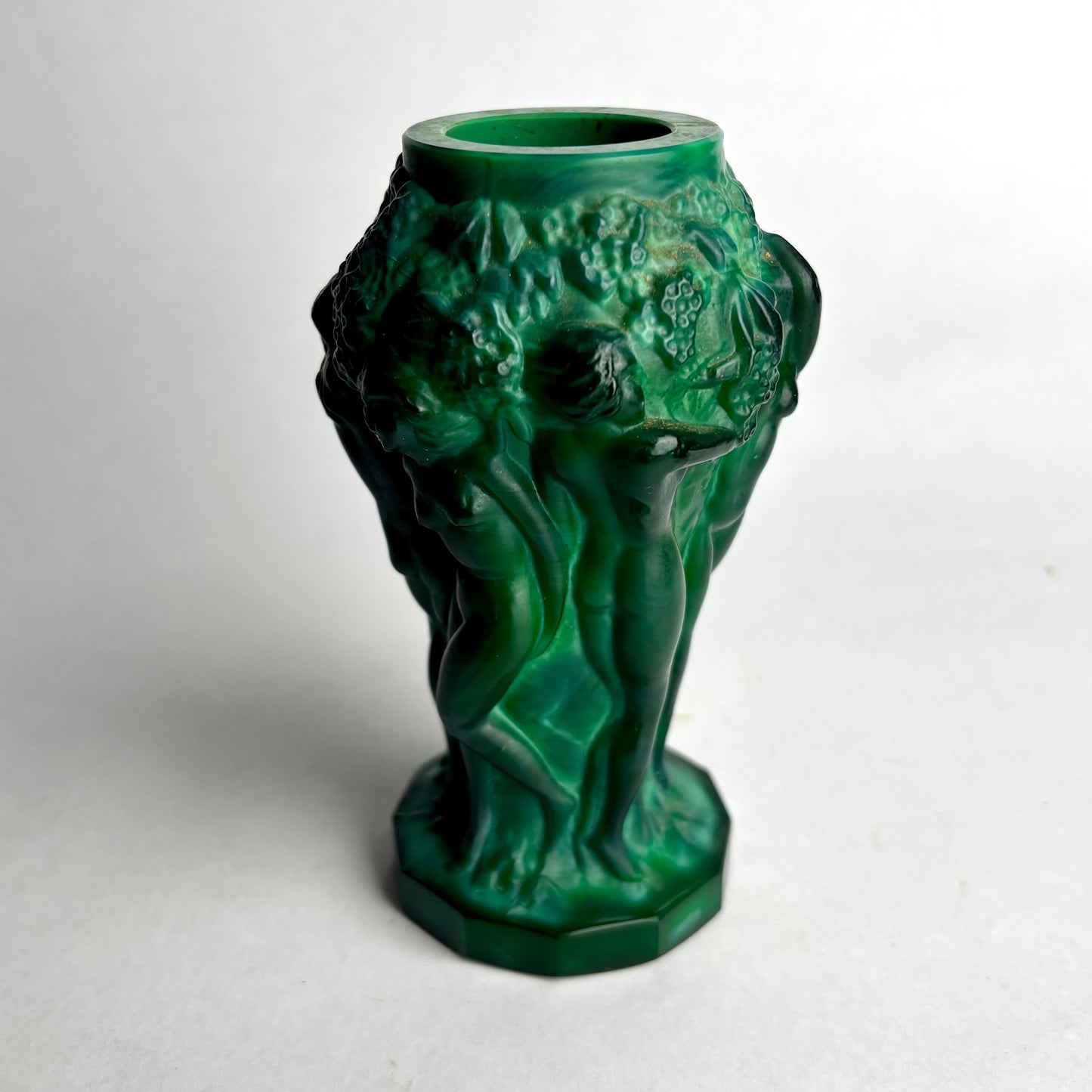 Art Deco H.Hoffmann Bacchantes malachite posy vase