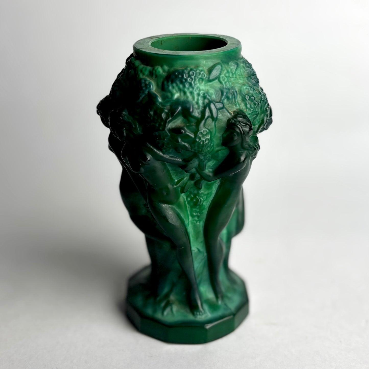 Art Deco H.Hoffmann Bacchantes malachite posy vase