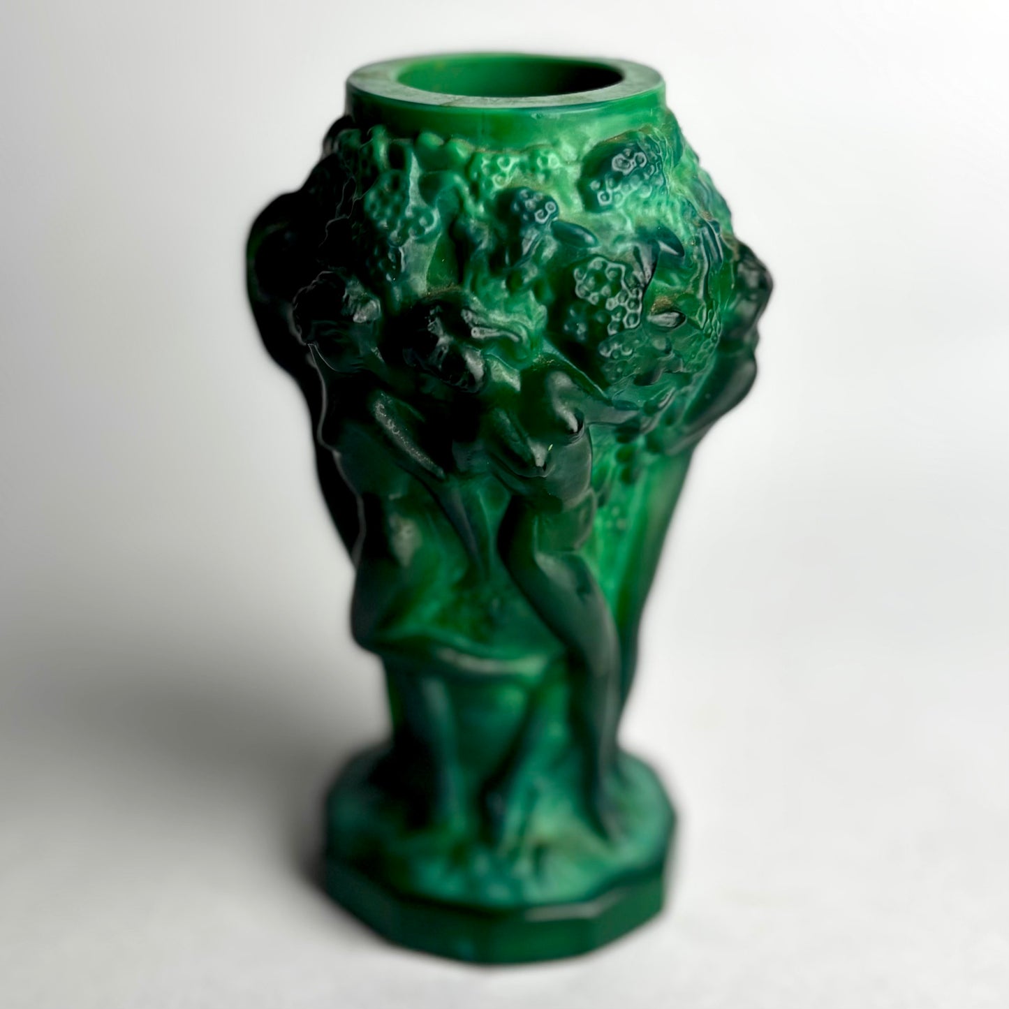 Art Deco H.Hoffmann Bacchantes malachite posy vase
