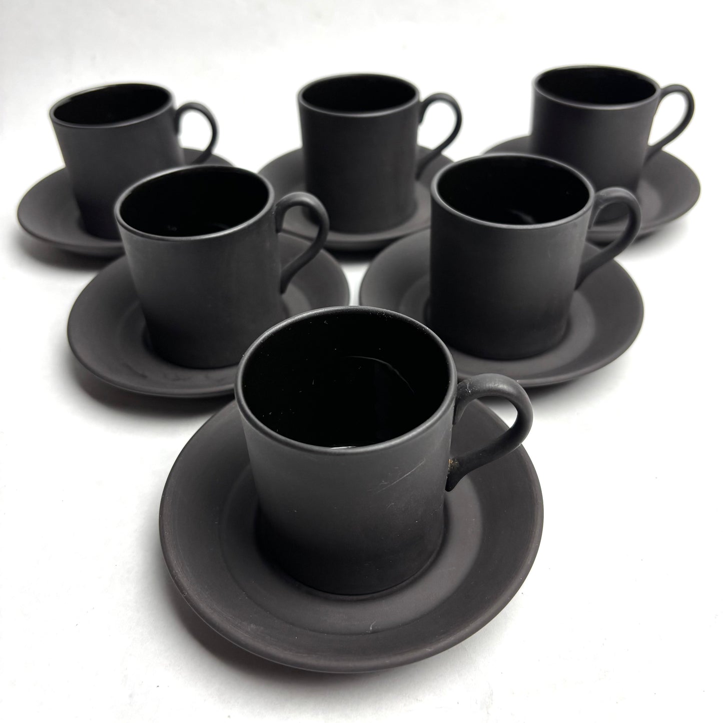 Set of six Wedgwood Black Basalt Coffee Cups