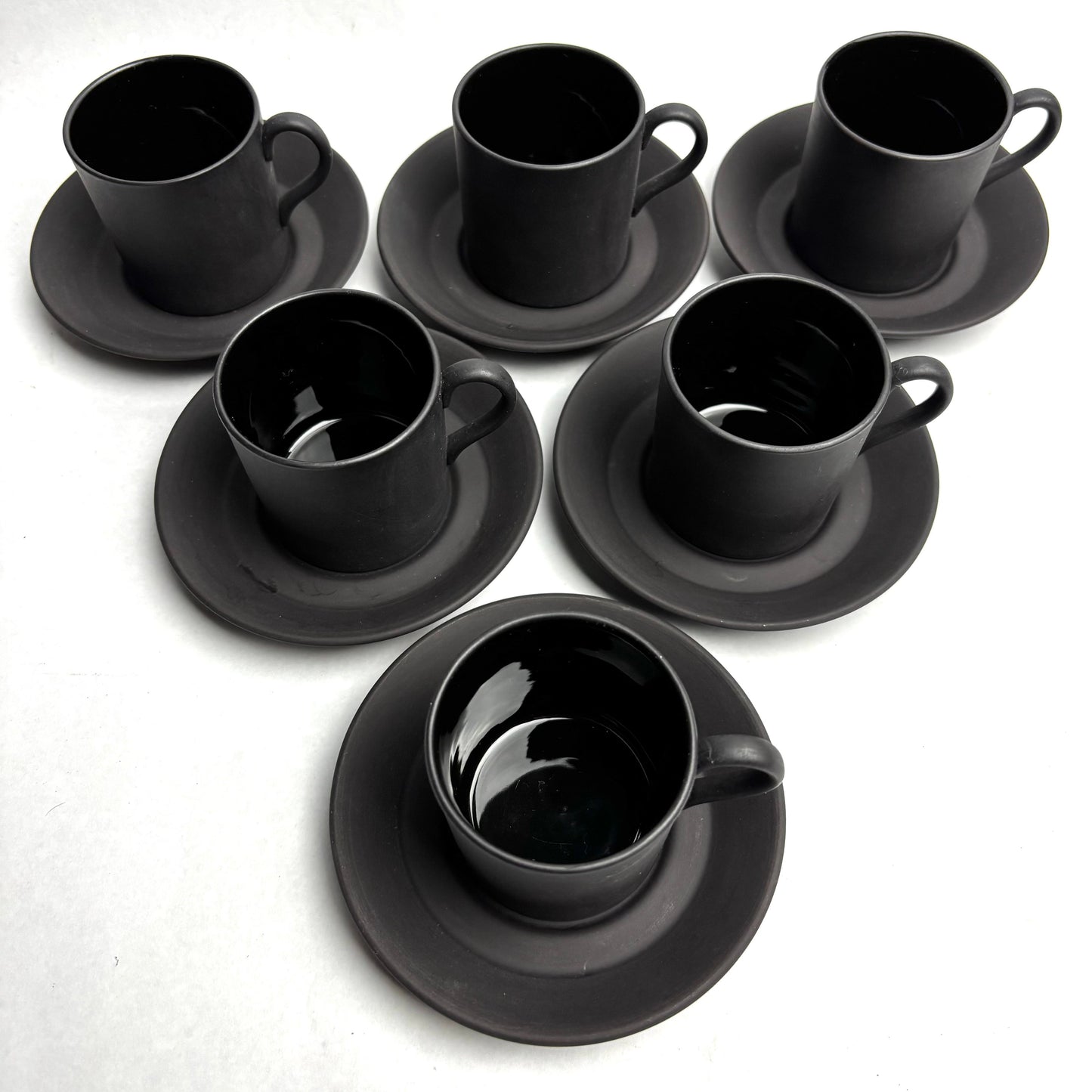 Set of six Wedgwood Black Basalt Coffee Cups