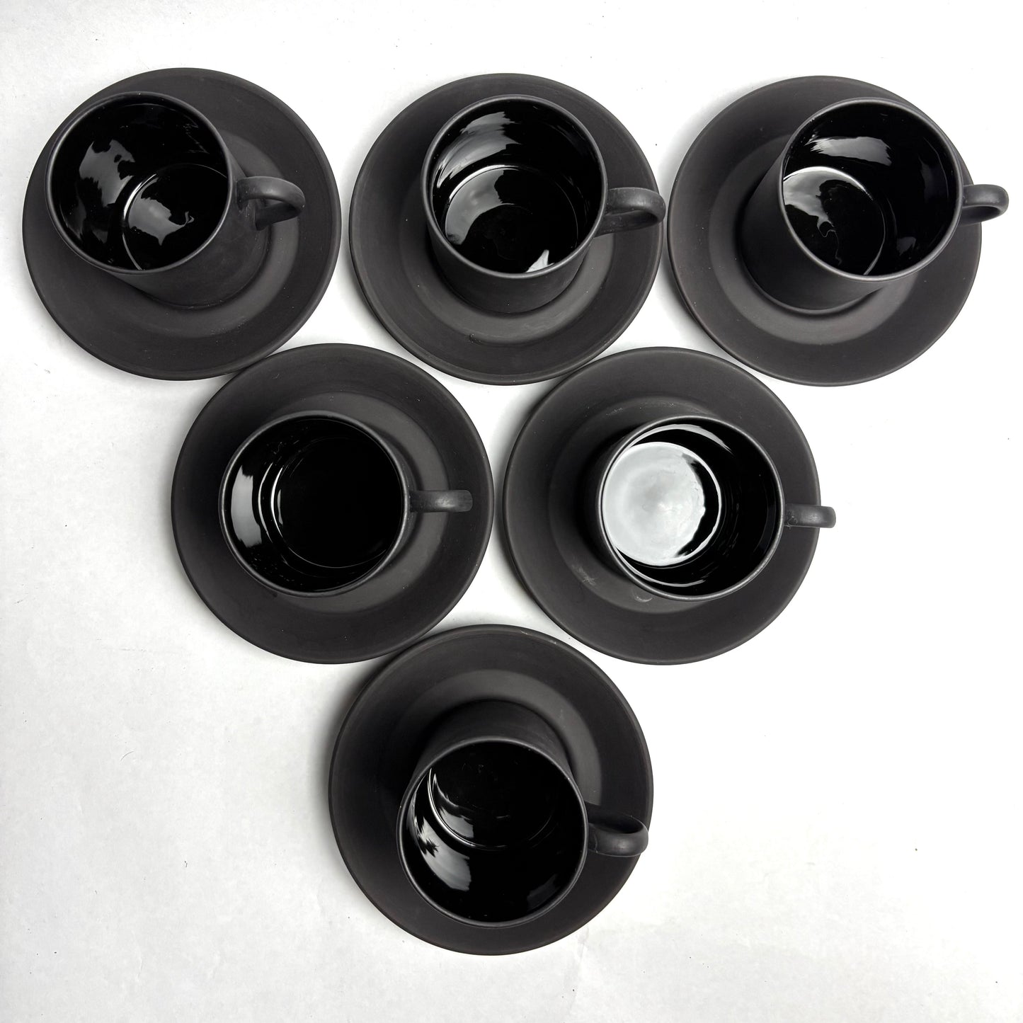 Set of six Wedgwood Black Basalt Coffee Cups