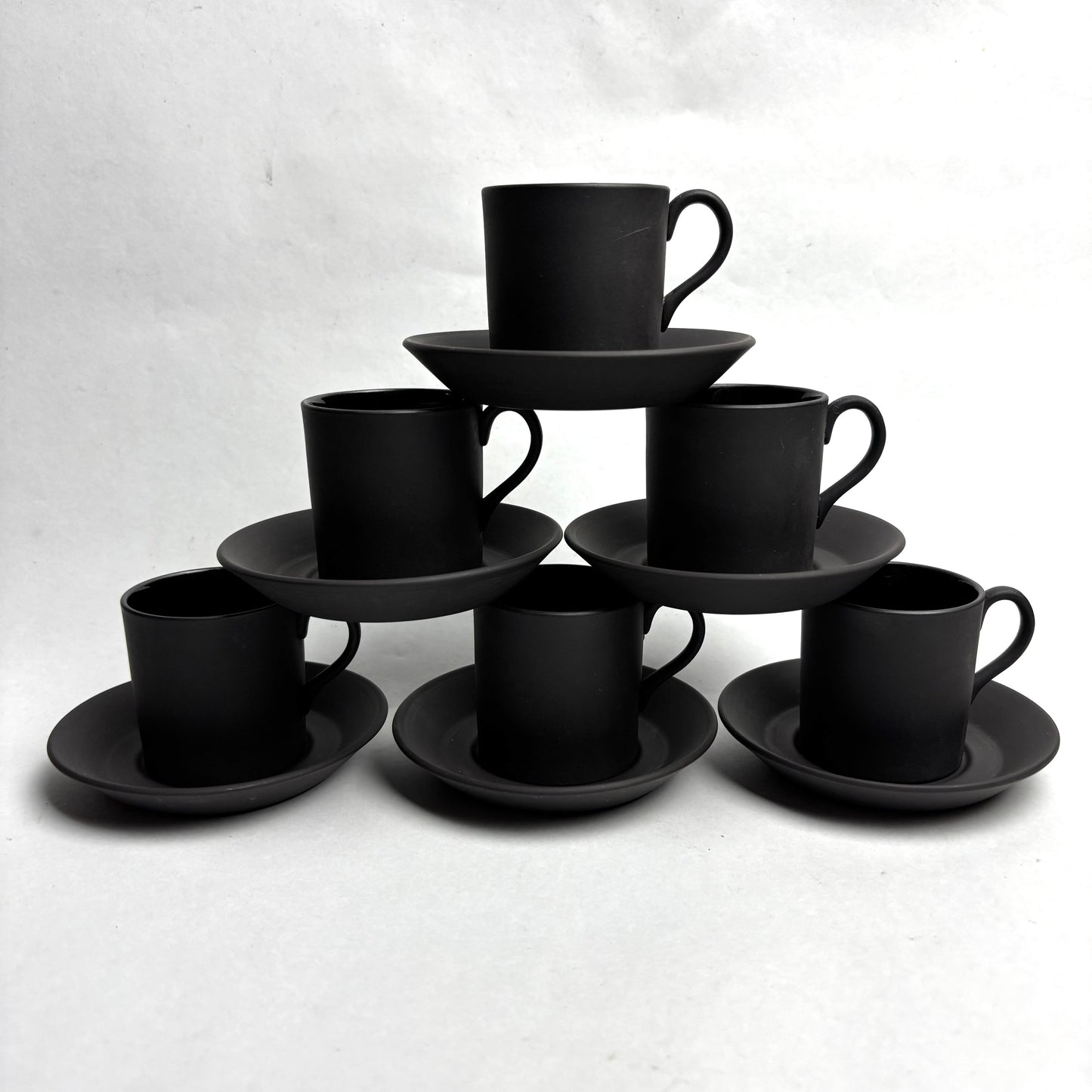 Set of six Wedgwood Black Basalt Coffee Cups