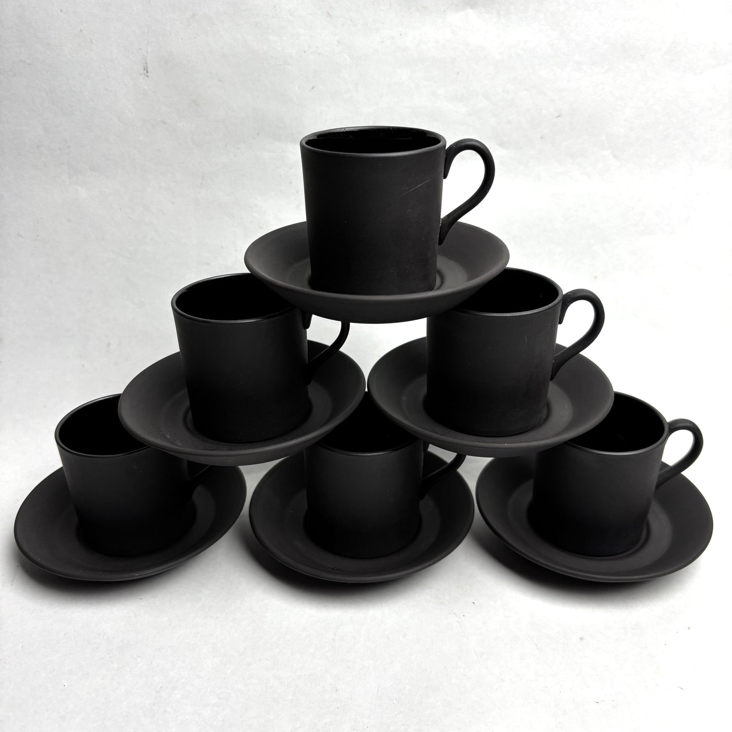 Set of six Wedgwood Black Basalt Coffee Cups