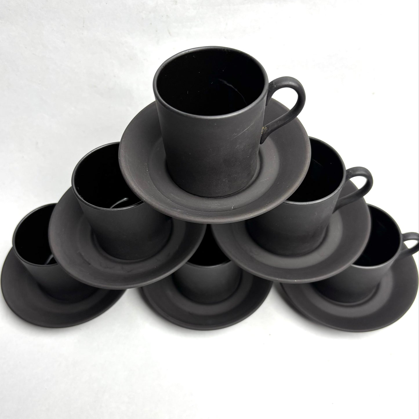 Set of six Wedgwood Black Basalt Coffee Cups