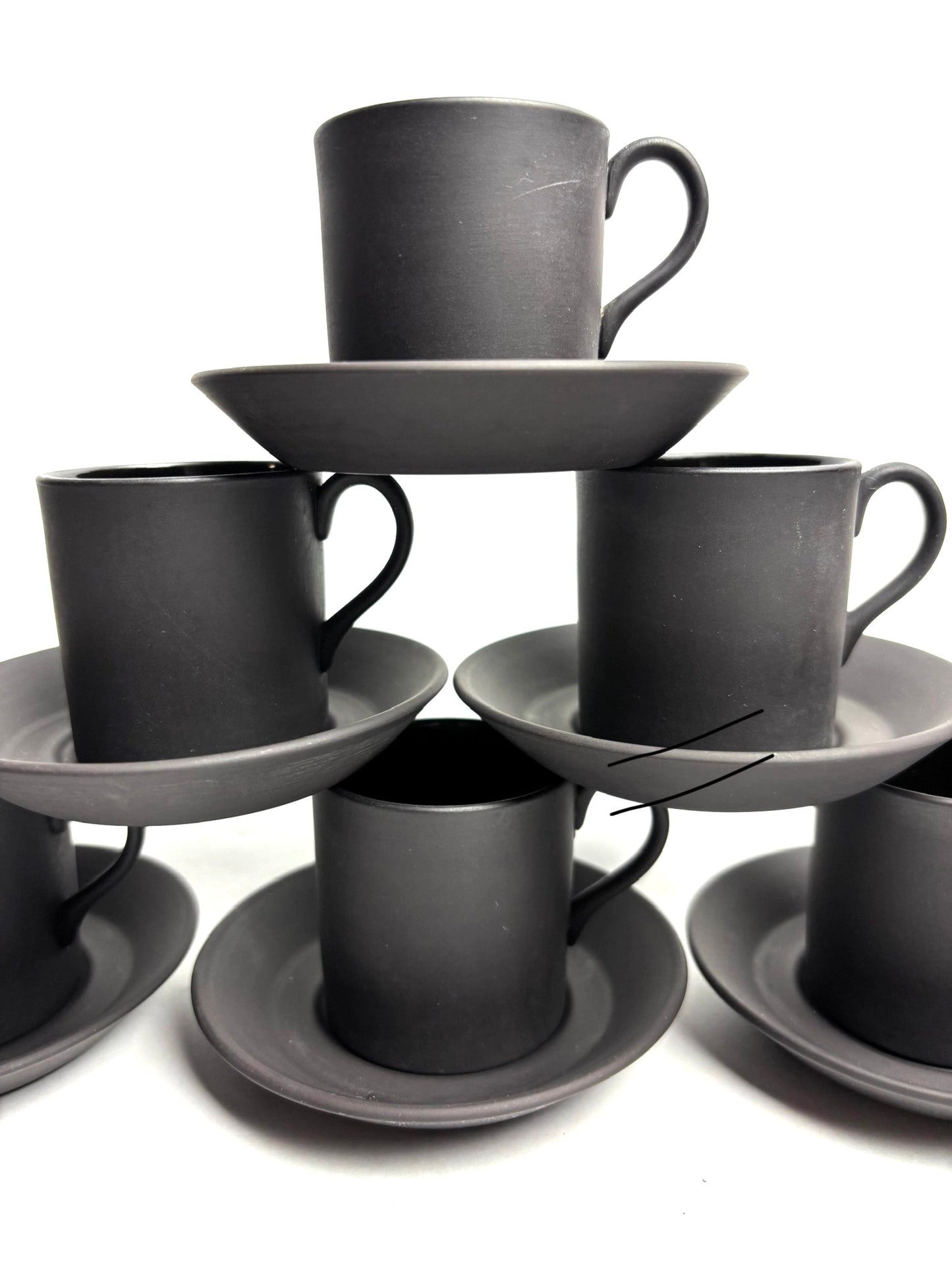 Set of six Wedgwood Black Basalt Coffee Cups