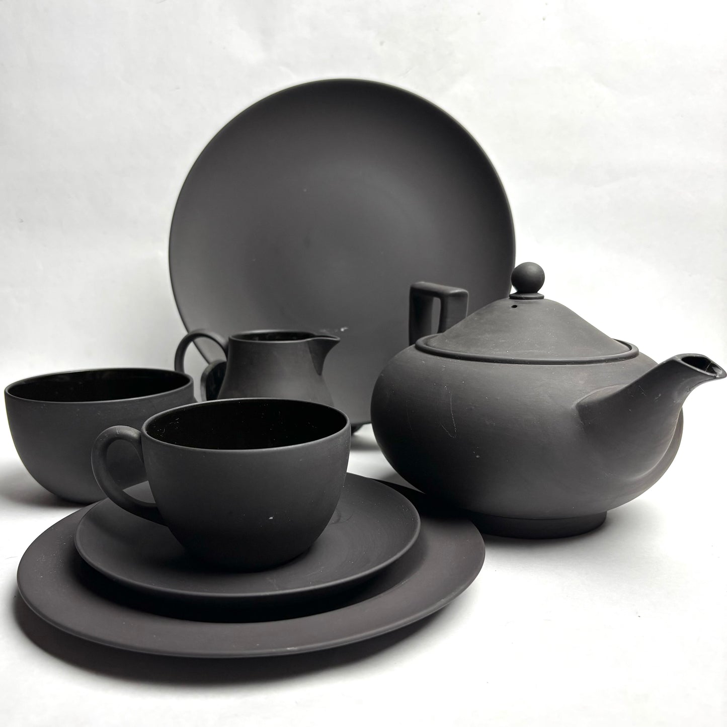 Wedgwood Black Basalt Part Tea Set — 6 Trios