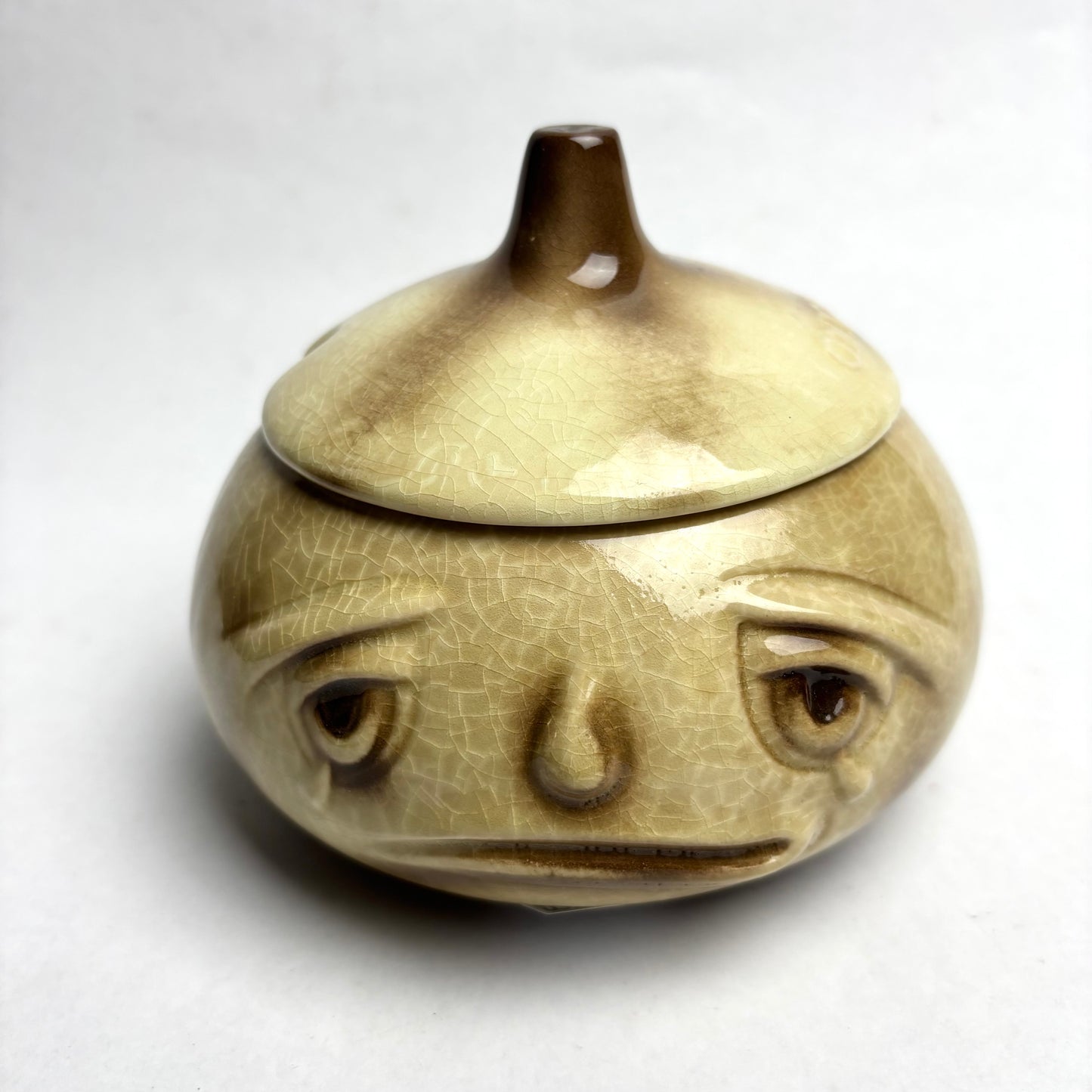 Vintage Pickled Onion Ugly Face Lidded Jar by SylvaC