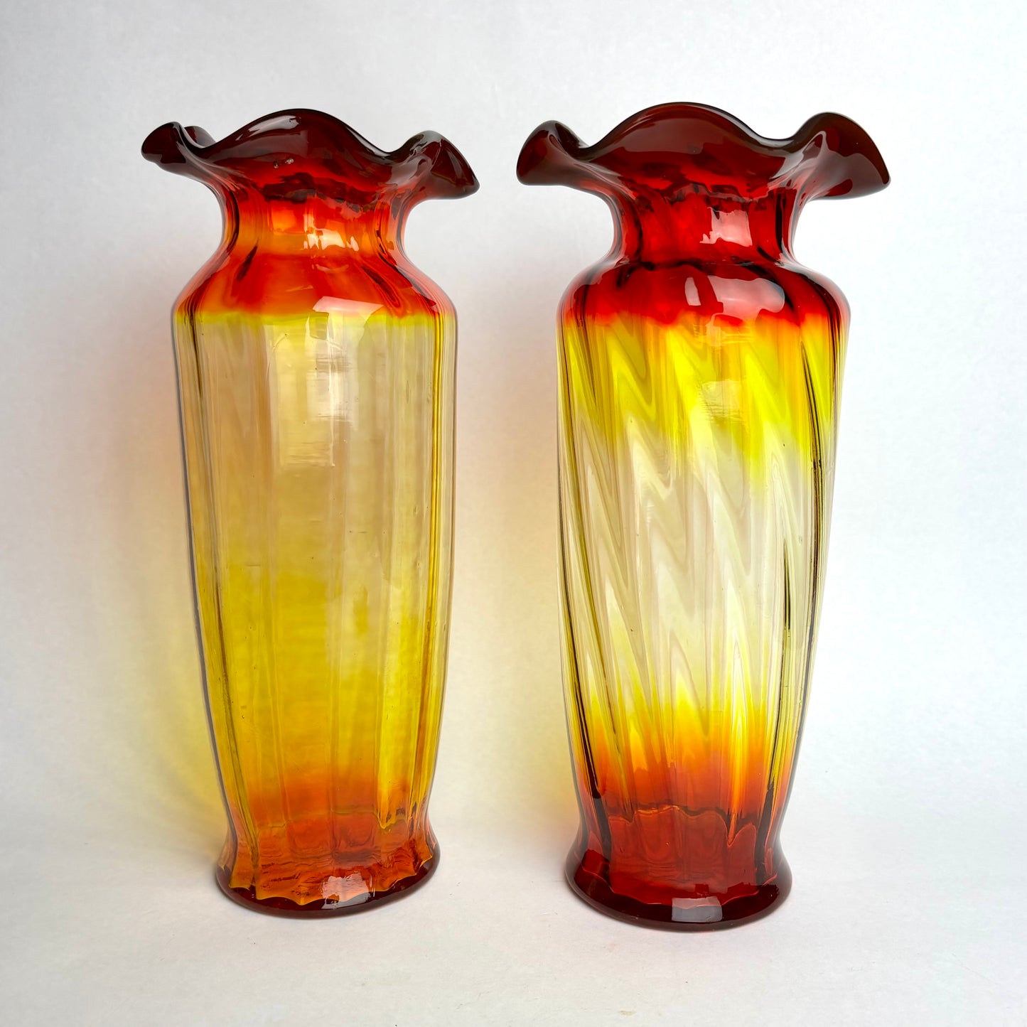 Pair of Antique European Amberina Vases c.1900