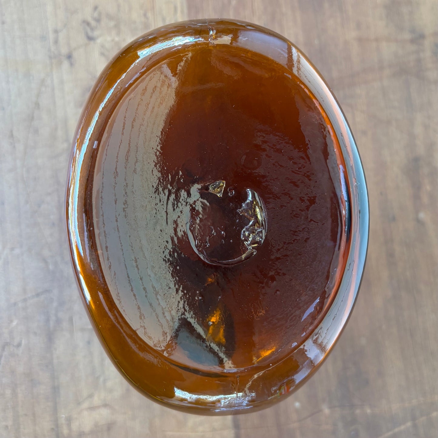 Tall Vintage Amber Glass Jug/Pitcher with Applied Handle (28 cm)