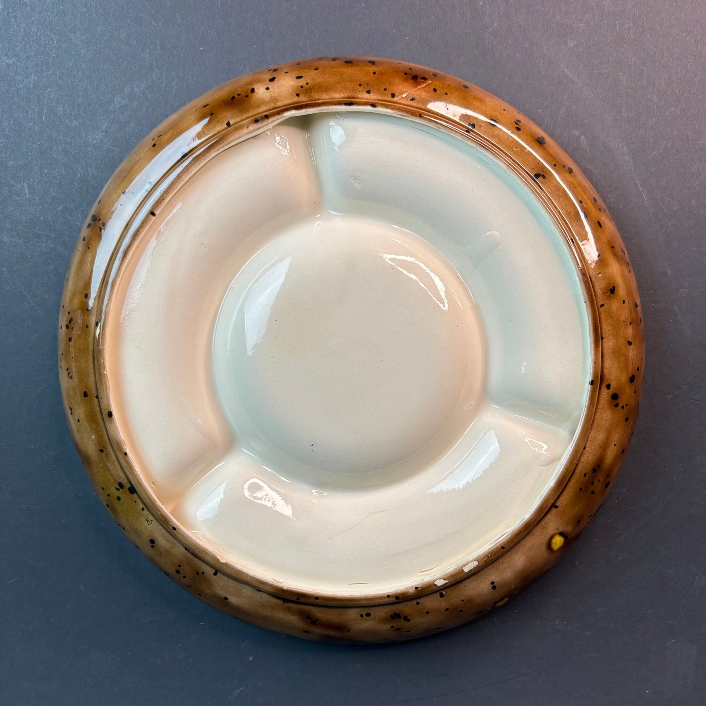 Mid Century Lava Glaze Divided Serving Platter – 28cm