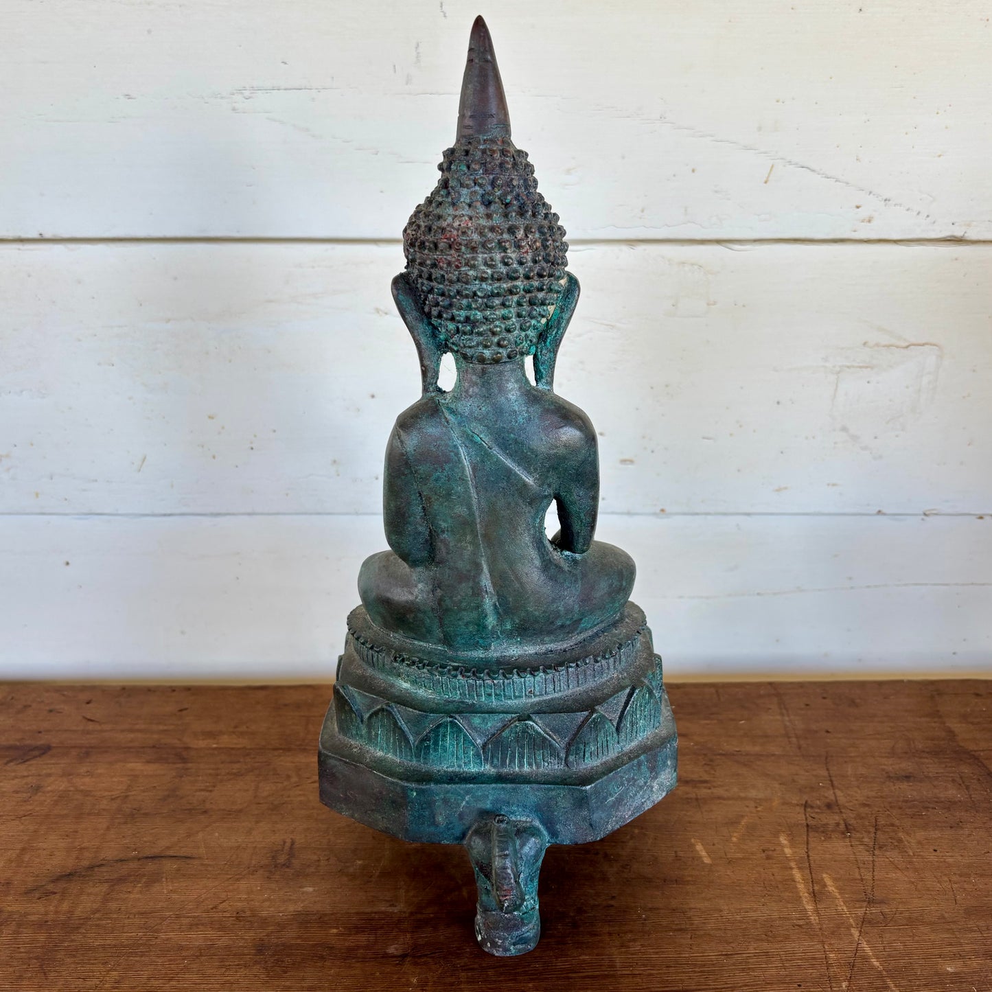 Vintage Thai Bronze Buddha on Elephant Base – Bhumisparsha Mudra (30 cm)