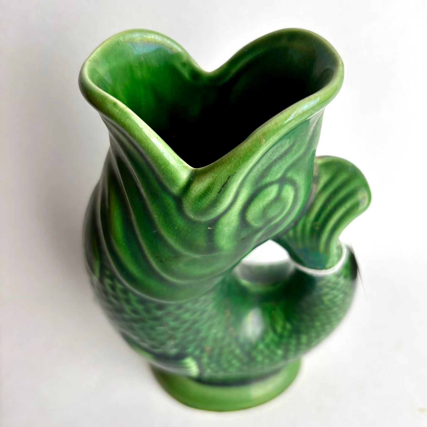 Dartmouth Pottery Gluggle Jug – Green Fish Pitcher, Made in Devon
