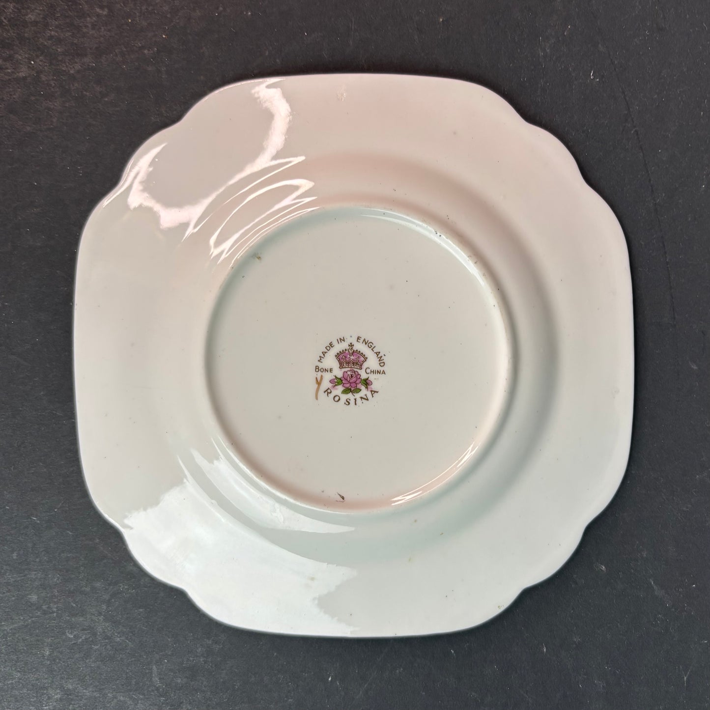 Vintage Rosina Chintz Teacup Trio – Black Ground Floral – Bone China England