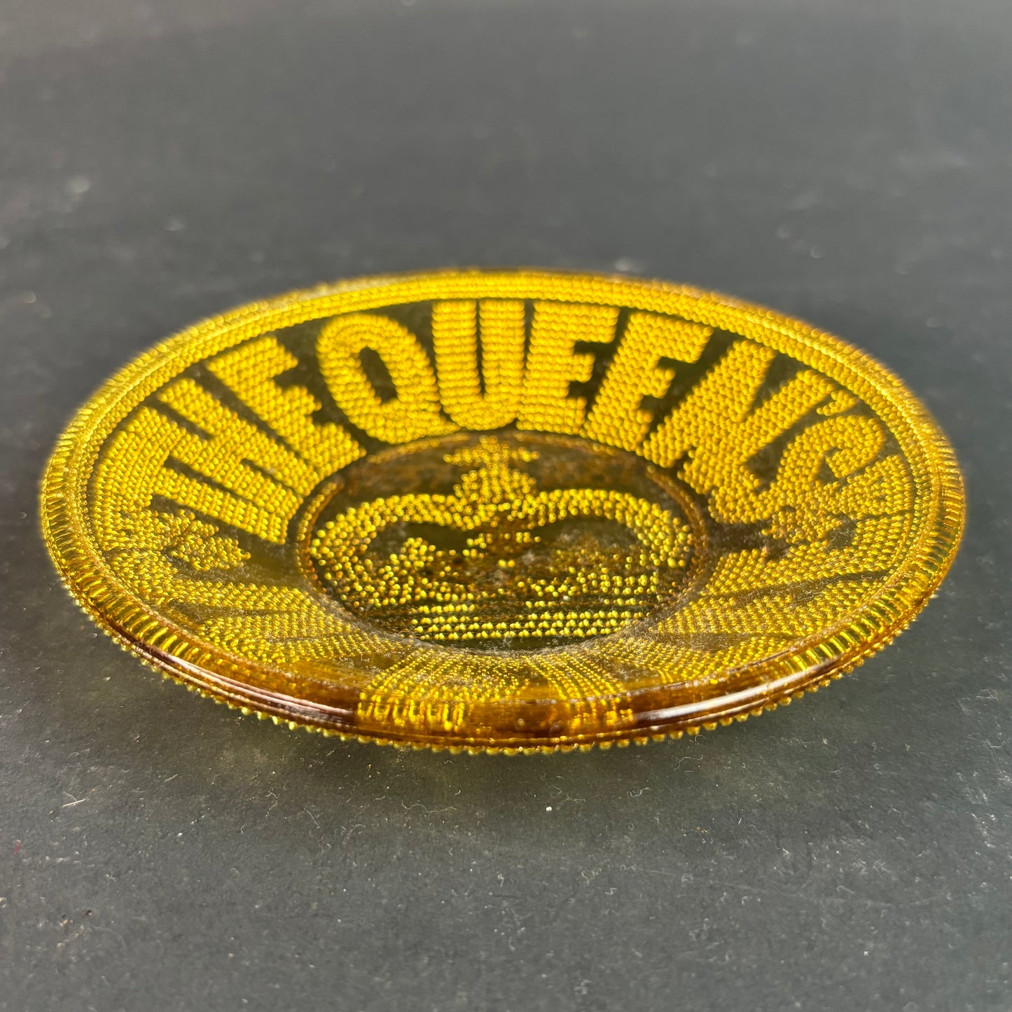 Ekenäs Finland “QUEEN” Amber Glass Plate – Scandinavian Pressed Glass 17cm
