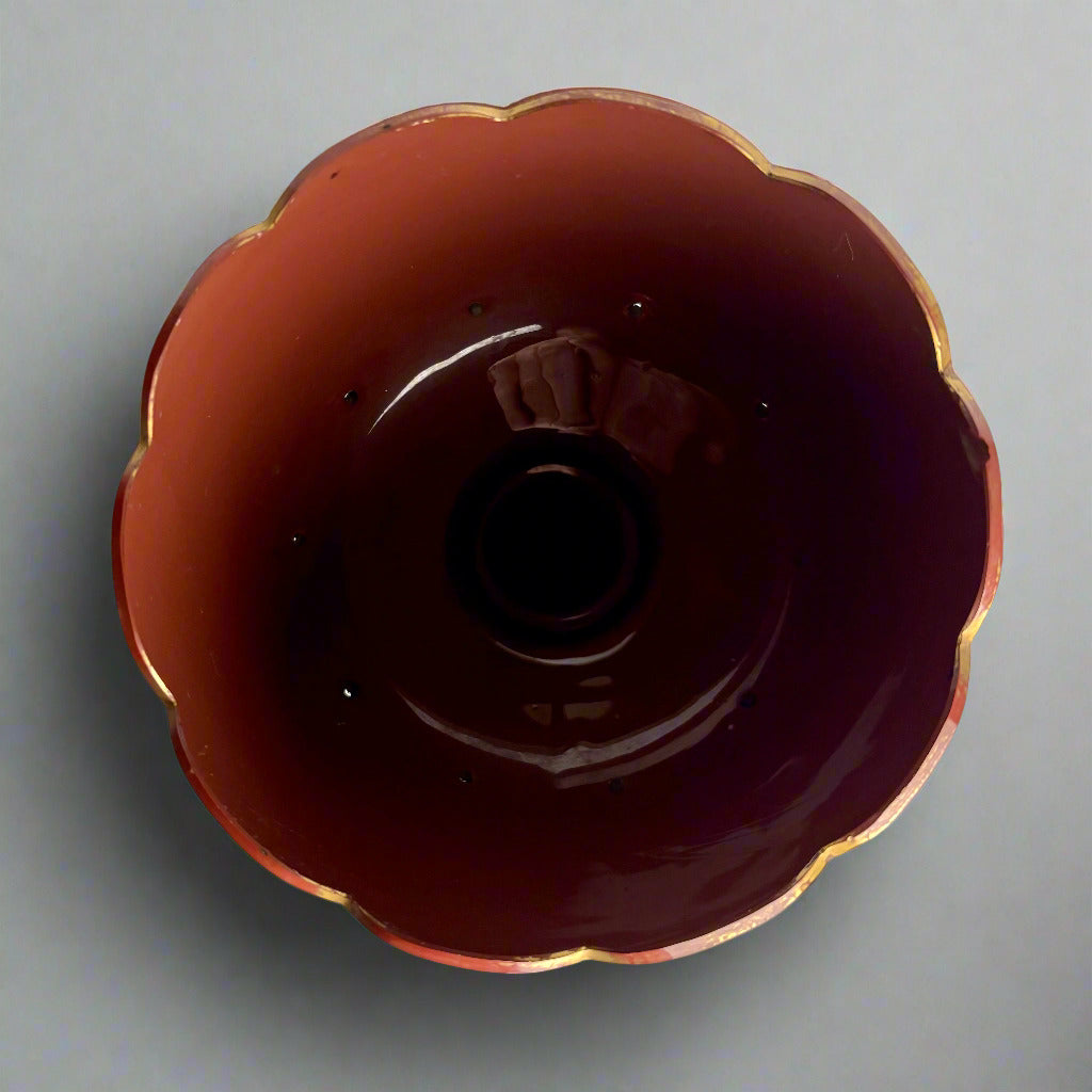 Antique Red Glass Lustre Vase with Prisms – 32cm