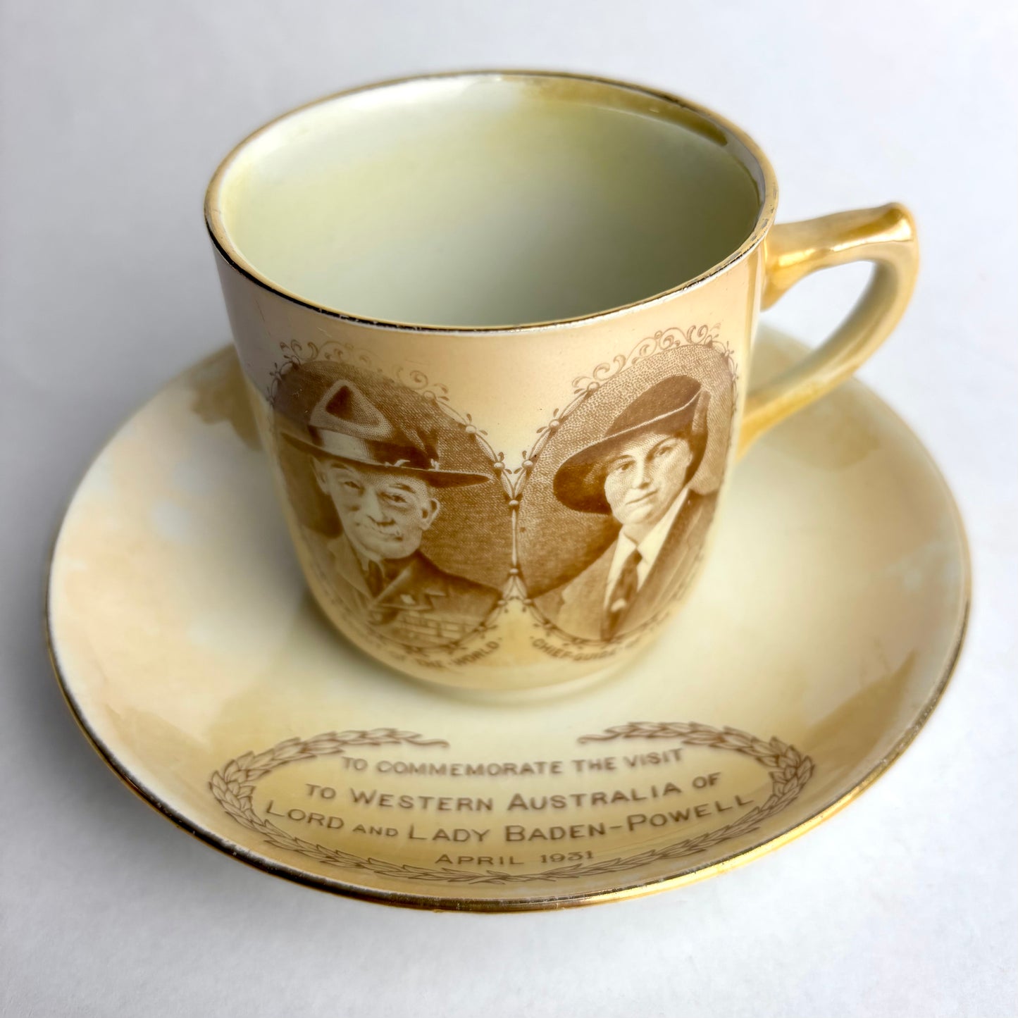 1931 Grimwades Commemorative Cup & Saucer – Lord & Lady Baden-Powell Visit to WA