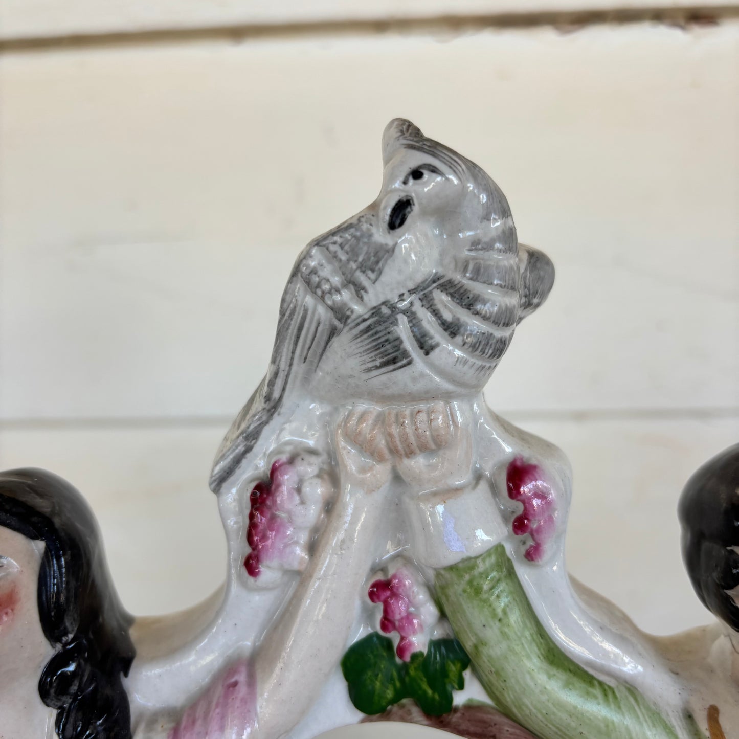 Victorian Staffordshire Spill Vase – Scottish Couple with Dog & Bird, c.1860