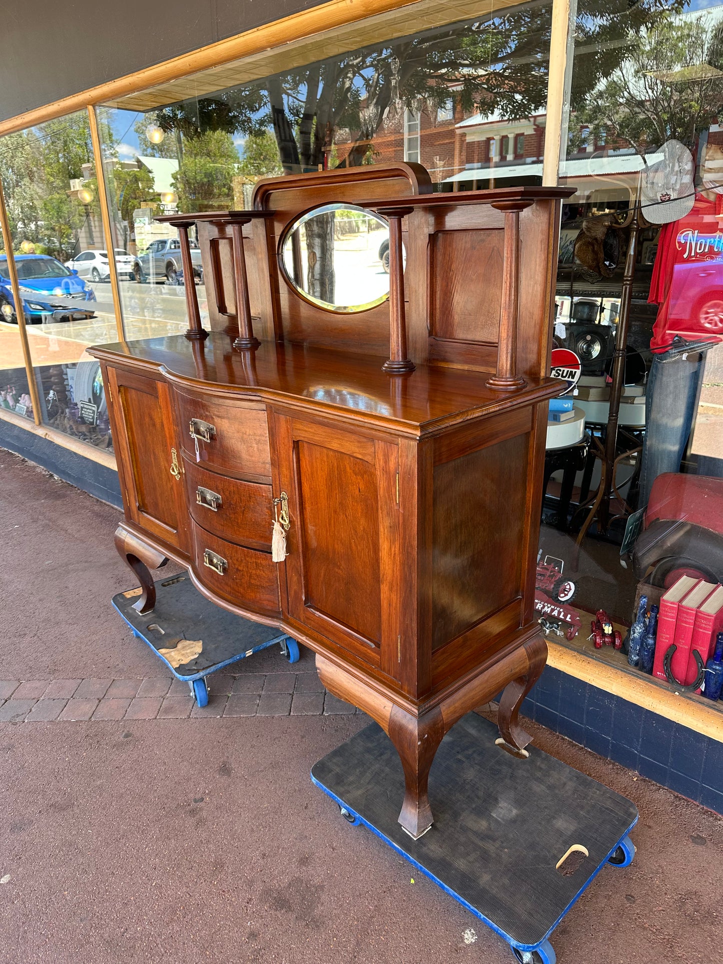 Quality antique bow front mahogany sideboard