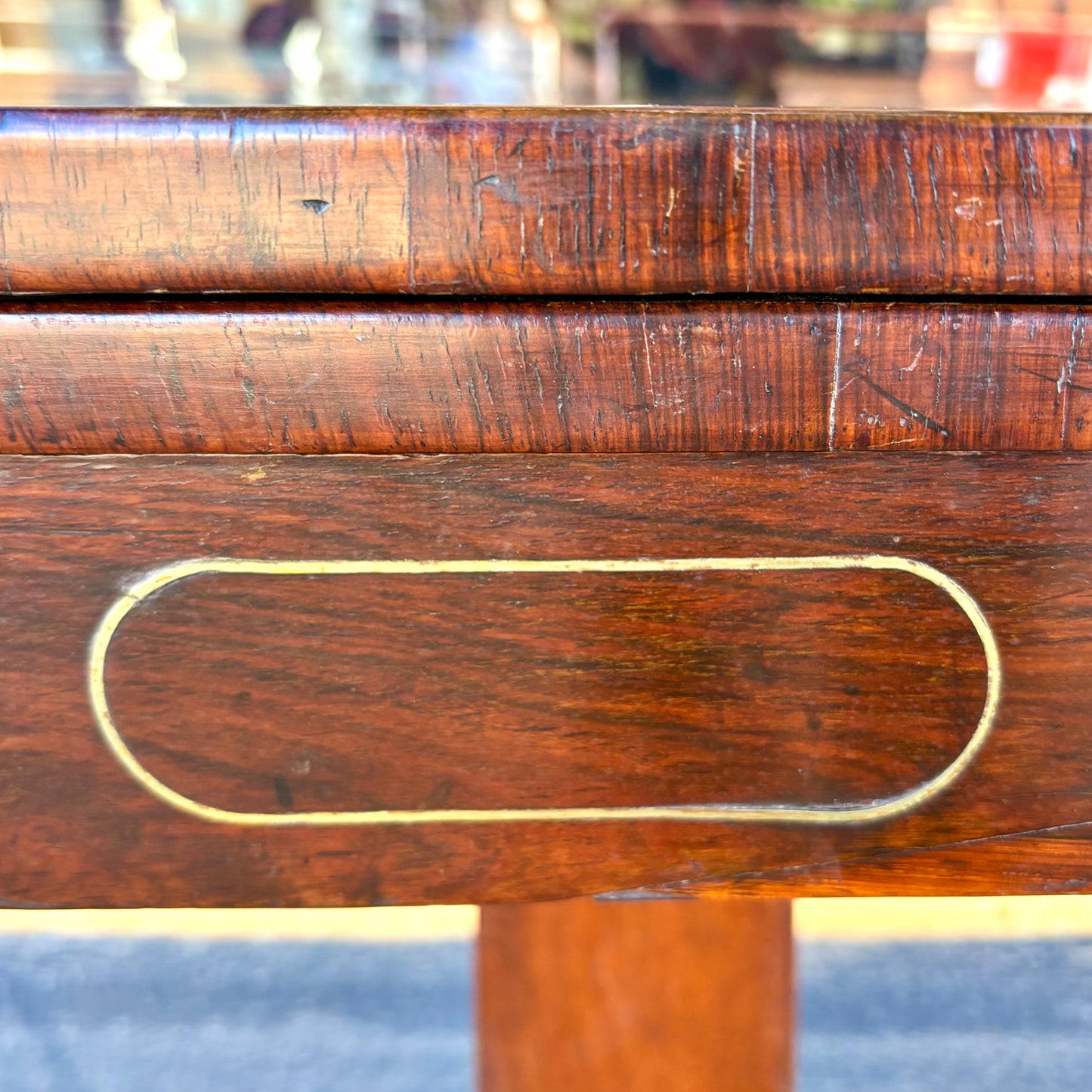 Victorian Mahogany Card Table with Brass Inlay – c.1830s