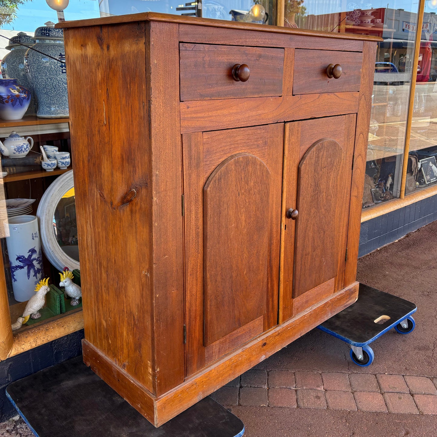 Antique Victorian Oak Two-Door Cupboard