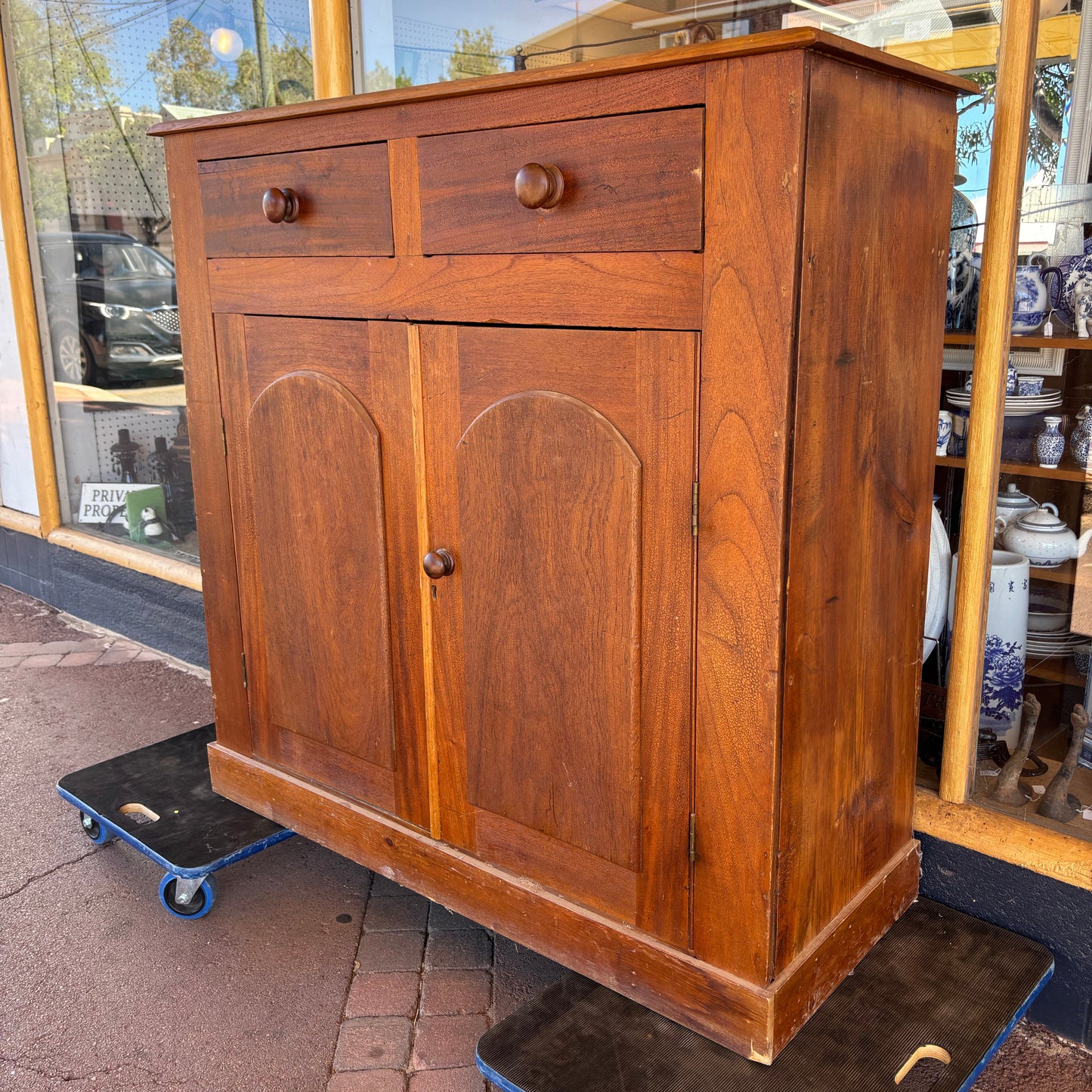 Antique Victorian Oak Two-Door Cupboard