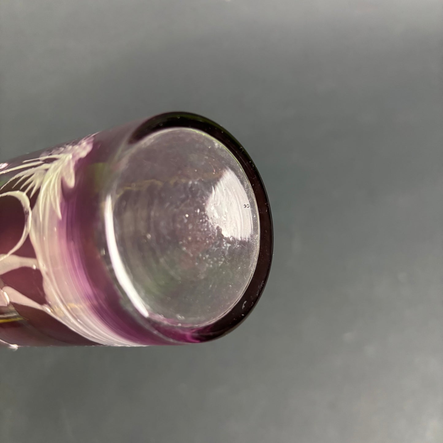 Antique Cranberry Mary Gregory Glass Tumbler – Boy with Hoop c.1880