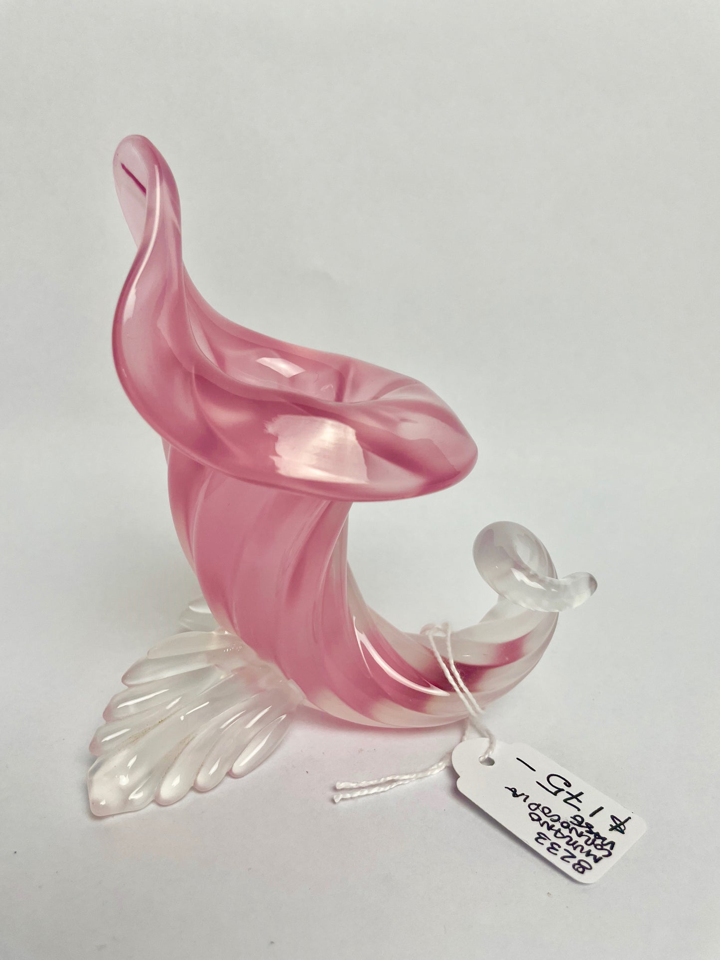 Pink Murano Cornucopia Glass Vase