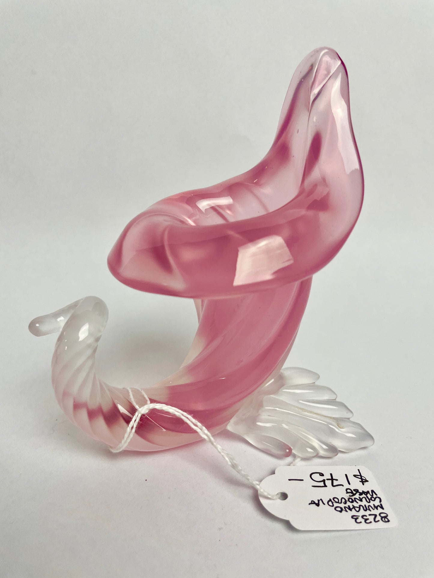 Pink Murano Cornucopia Glass Vase