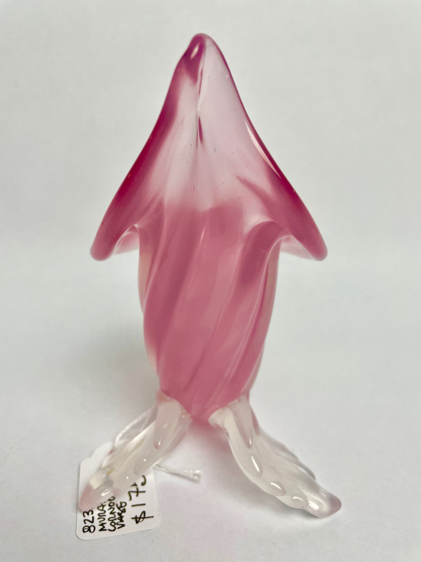 Pink Murano Cornucopia Glass Vase