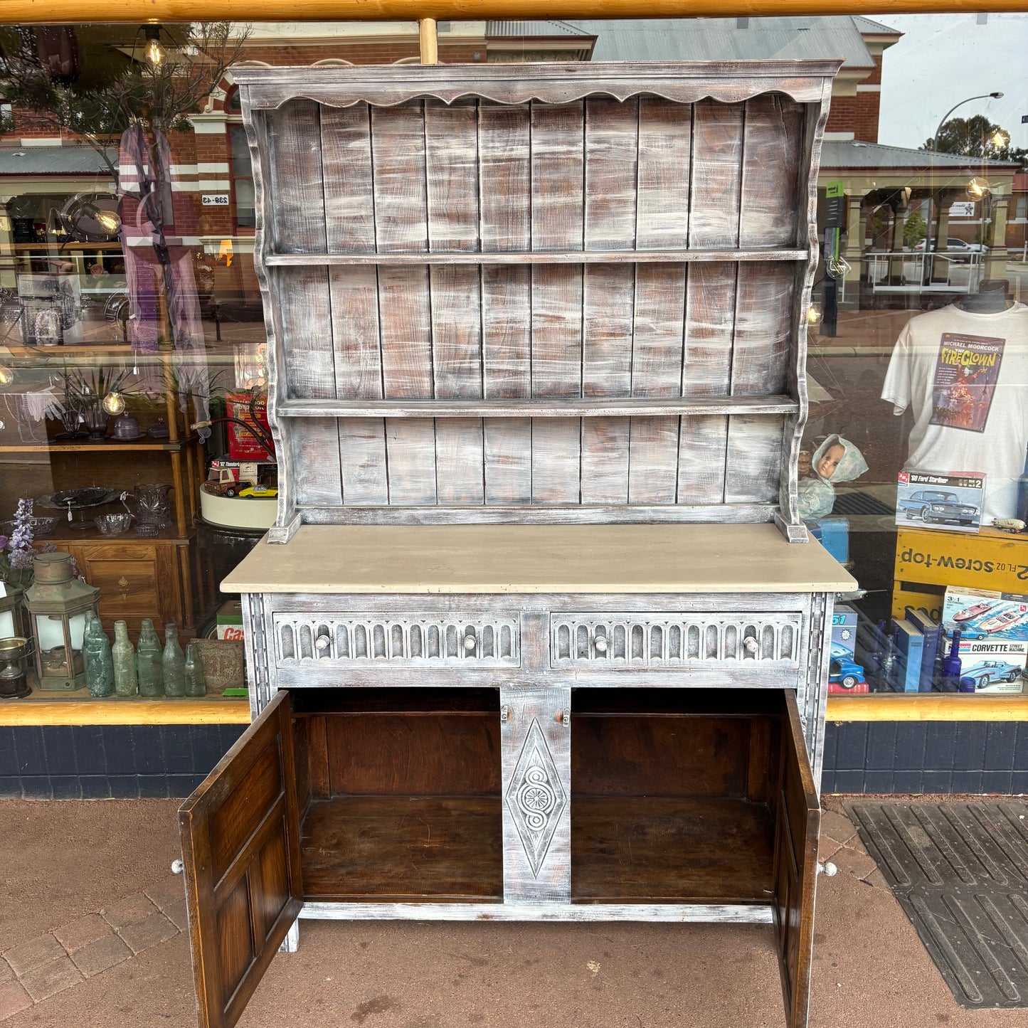 French Provincial Style Dresser c.1900 Upcycled Painted Timber Kitchen Cabinet