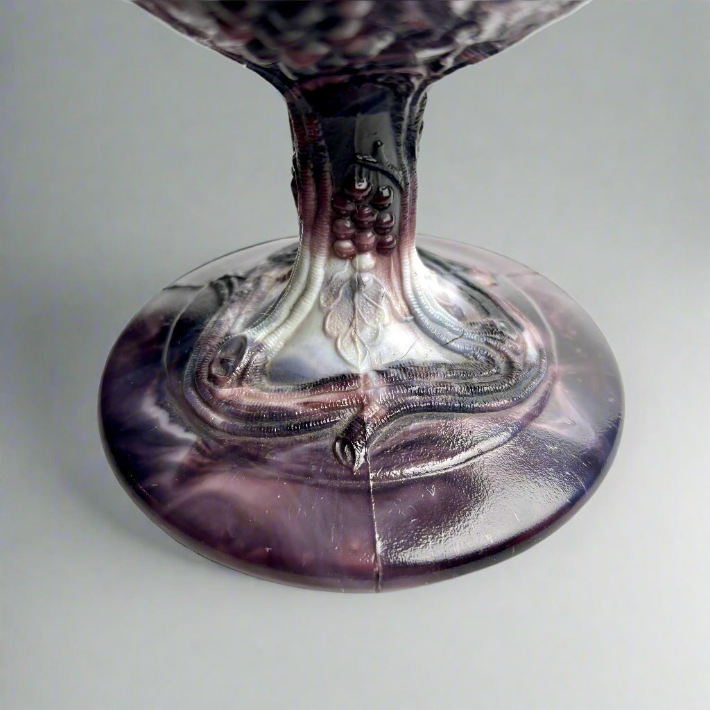 Imperial Glass Amethyst Slag Compote – Grape Pattern, c.1950s