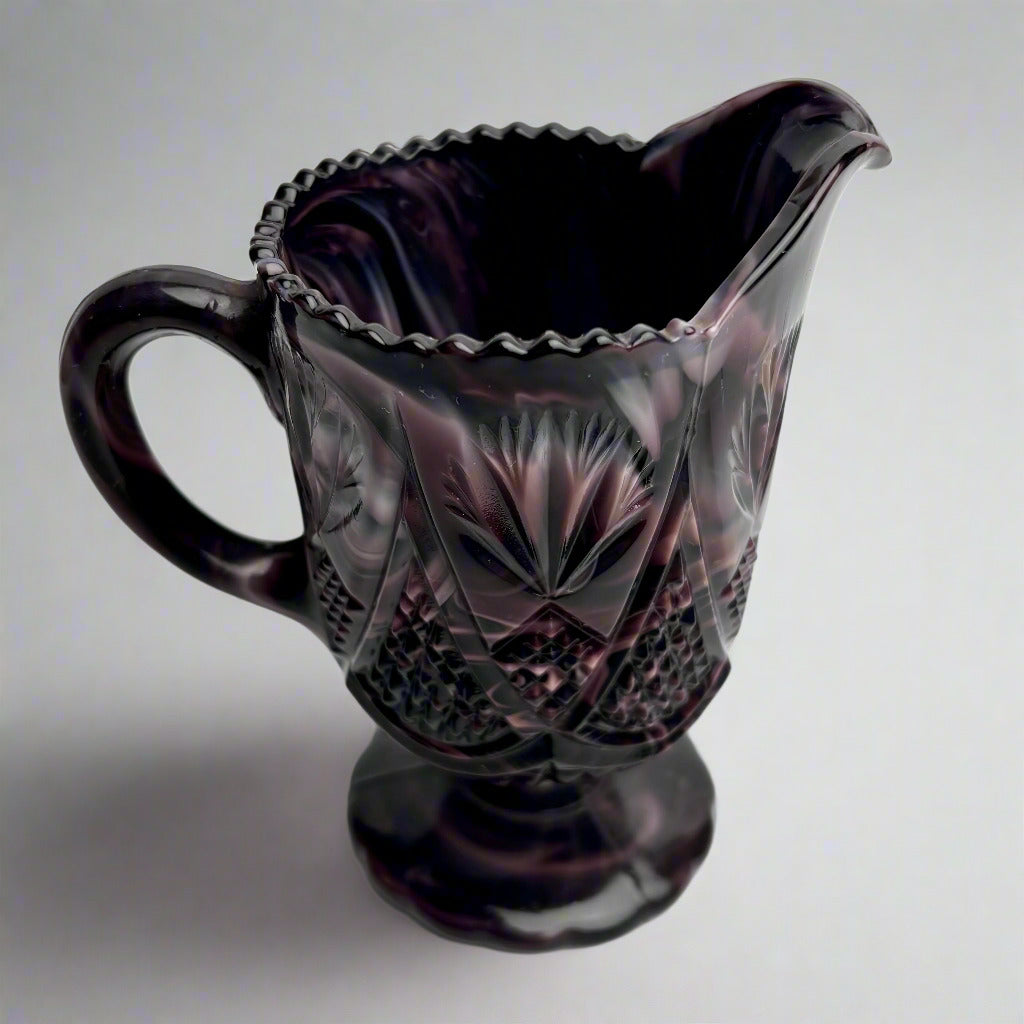 Davidson Purple Malachite Slag Glass Creamer – c.1900