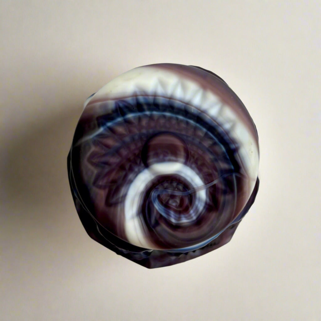 Sowerby Purple Malachite Slag Glass Toothpick Holder – Pattern 8554, c.1890