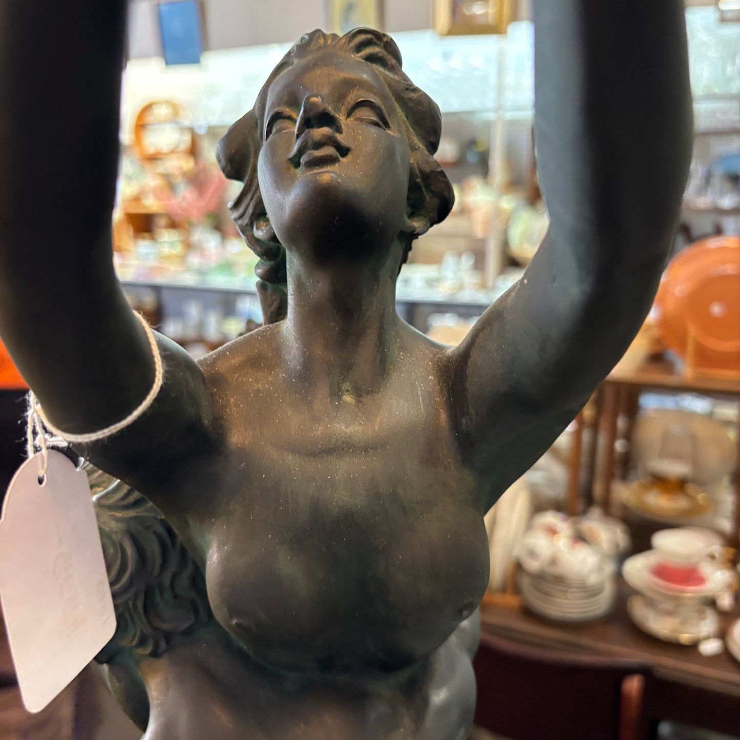 Art Deco Style Figural Lamp – Dancing Figures with Globe Shade