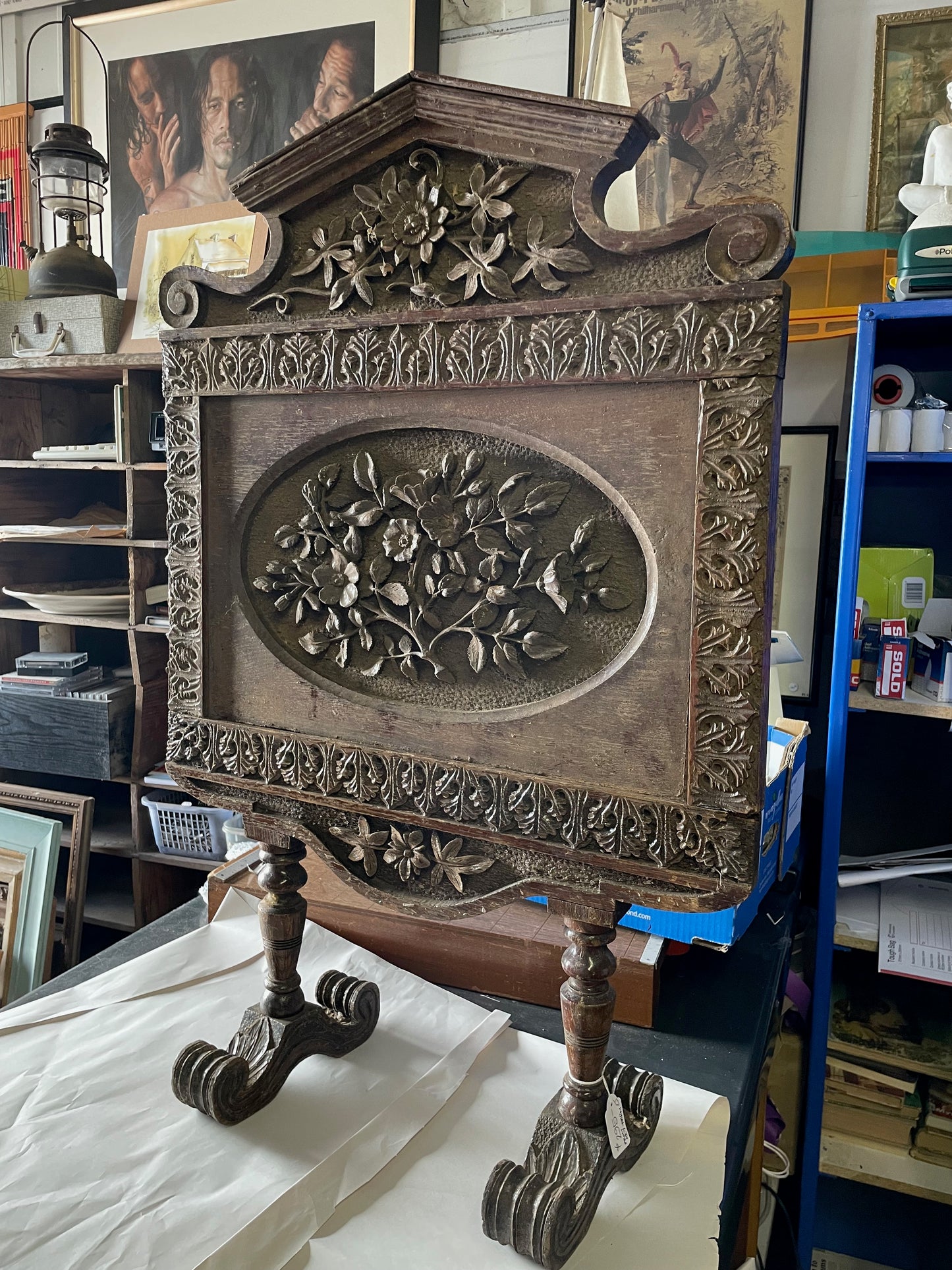 Antique Jacobean fire guard
